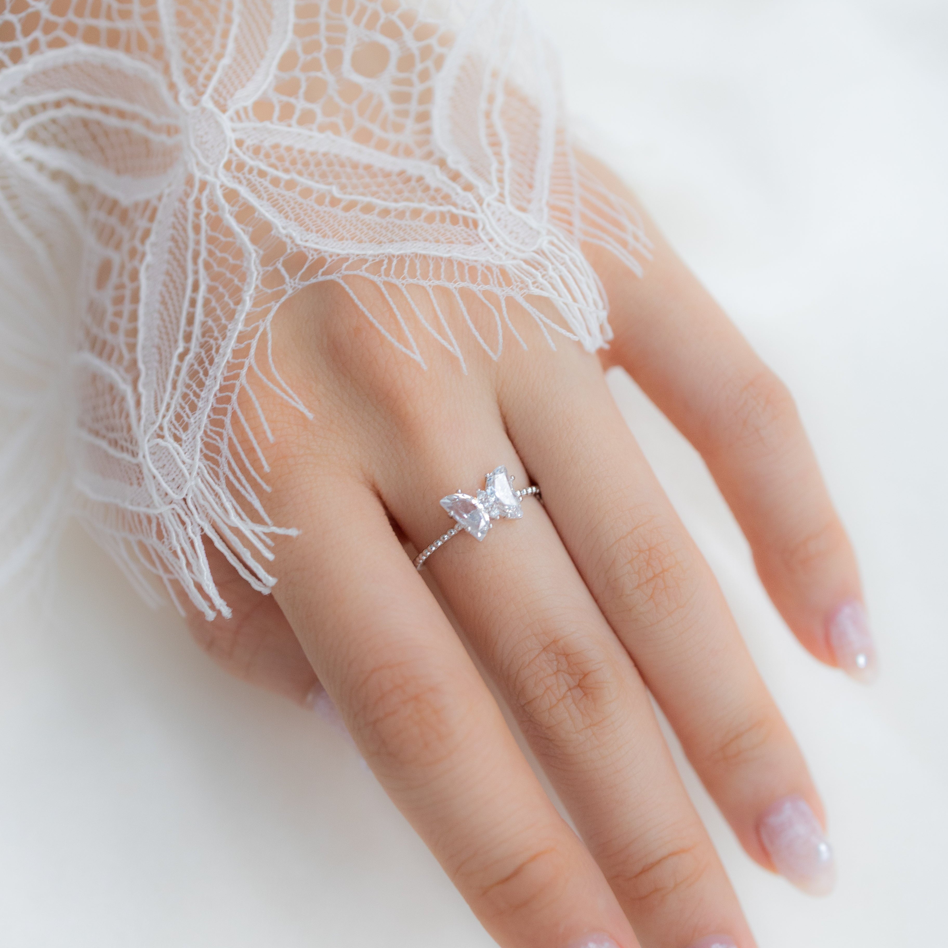 BUTTERFLY ADJUSTABLE SILVER RING