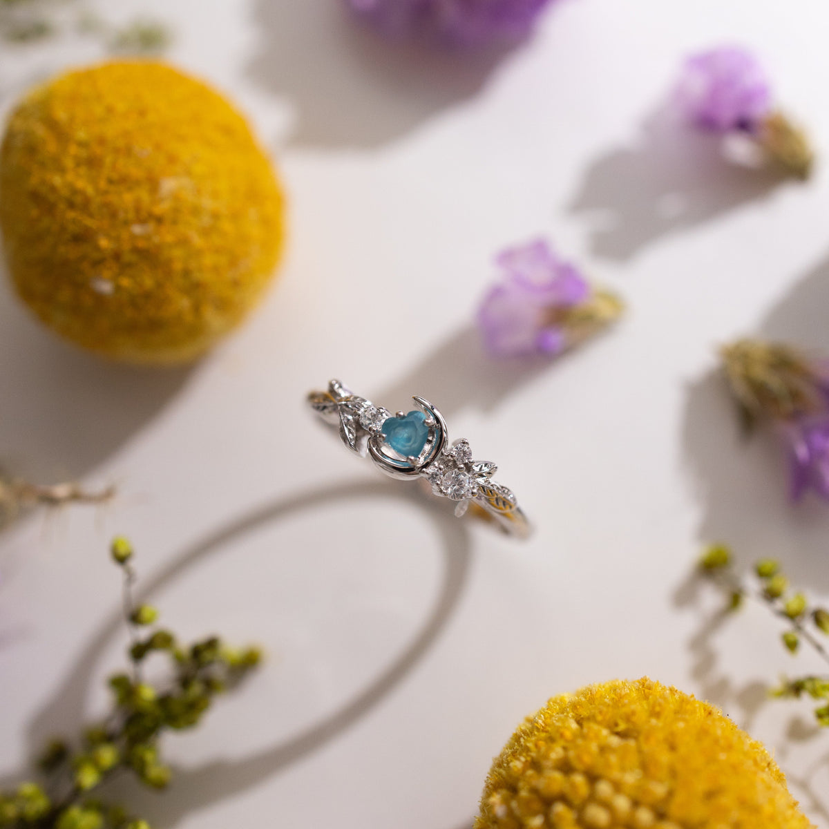 HONEY MOON HEART SILVER RING - BLUE ONYX