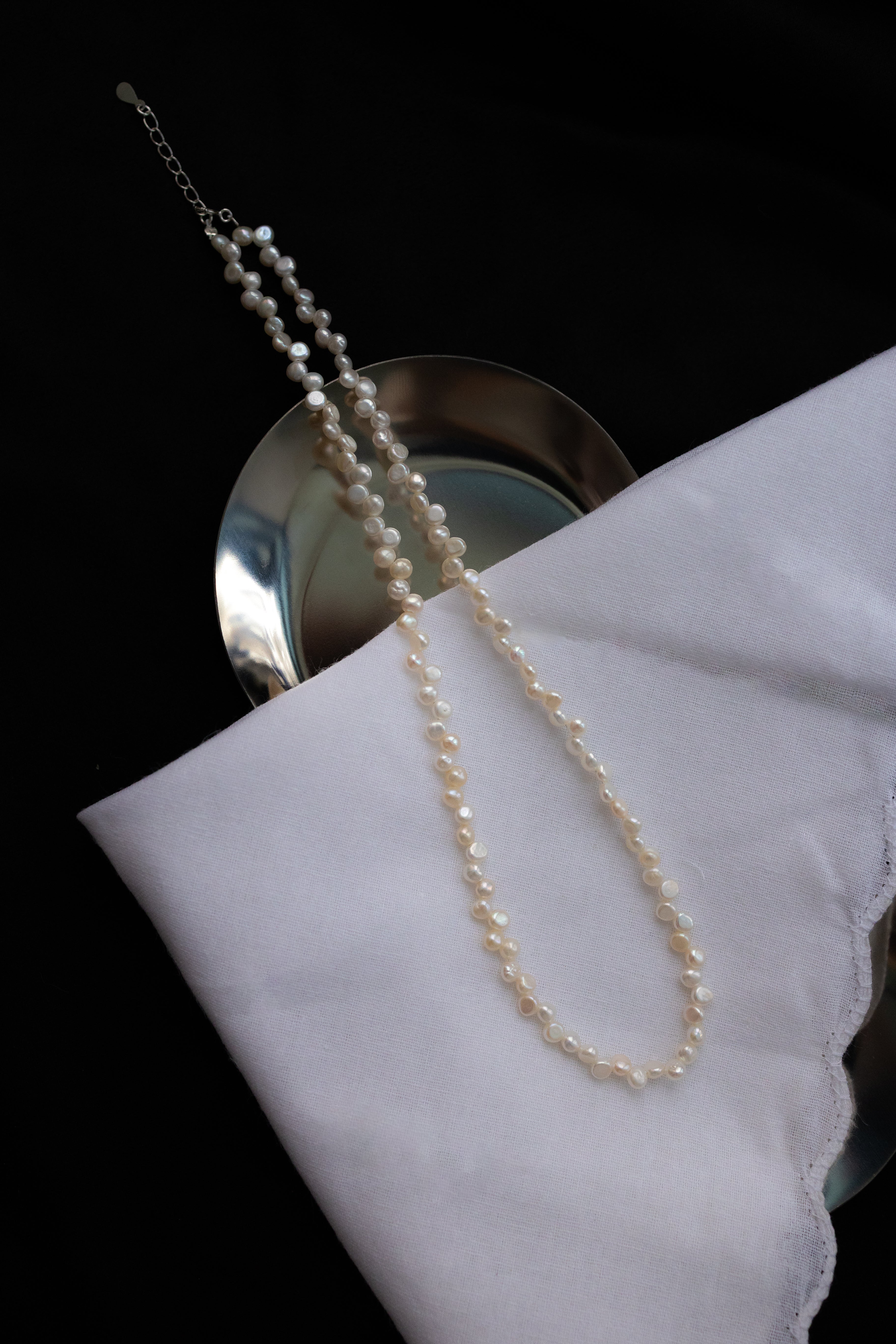 RAIN DROPS SILVER NECKLACE - PEARLS