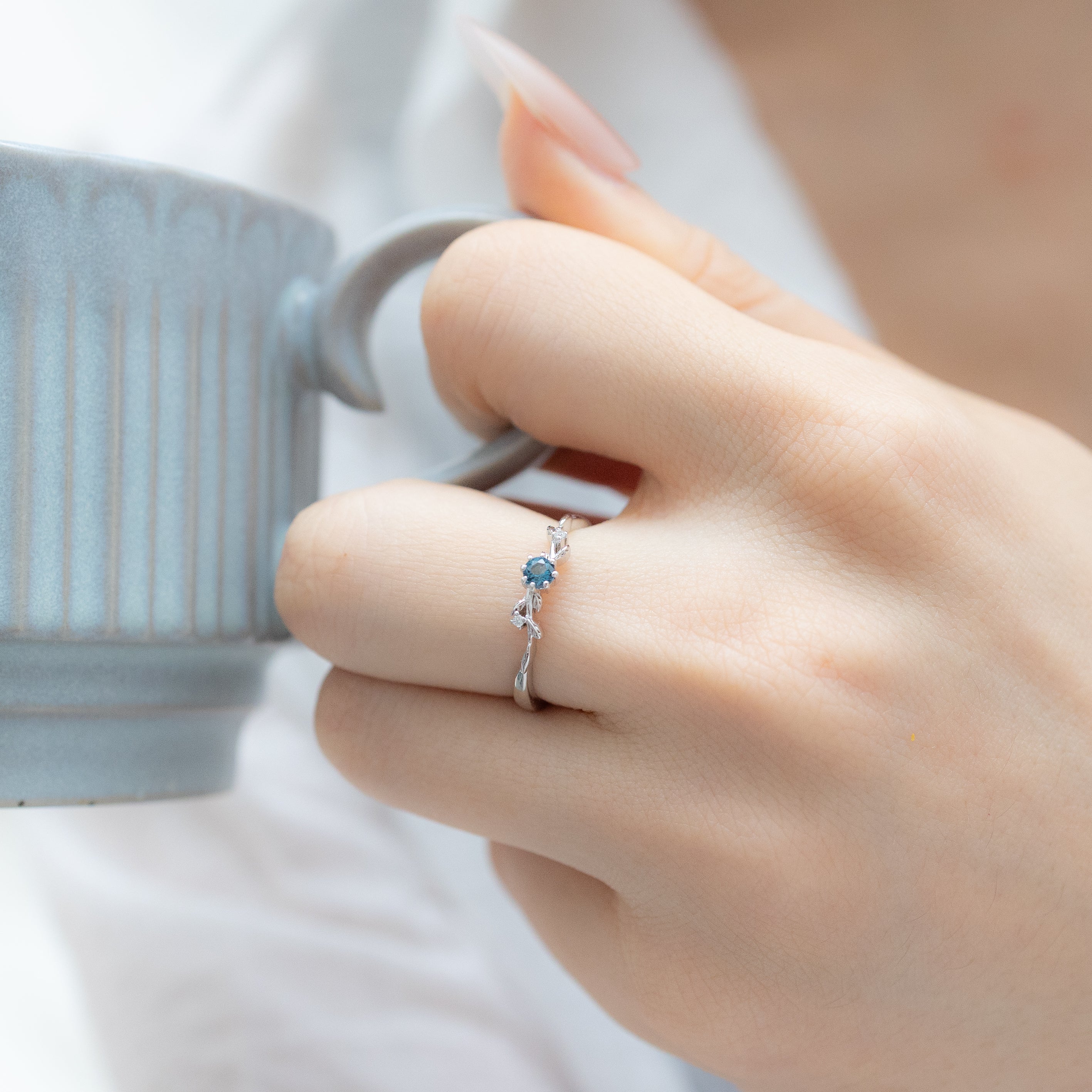 CHLOE DAINTY GARDEN SILVER RING - LONDON BLUE TOPAZ