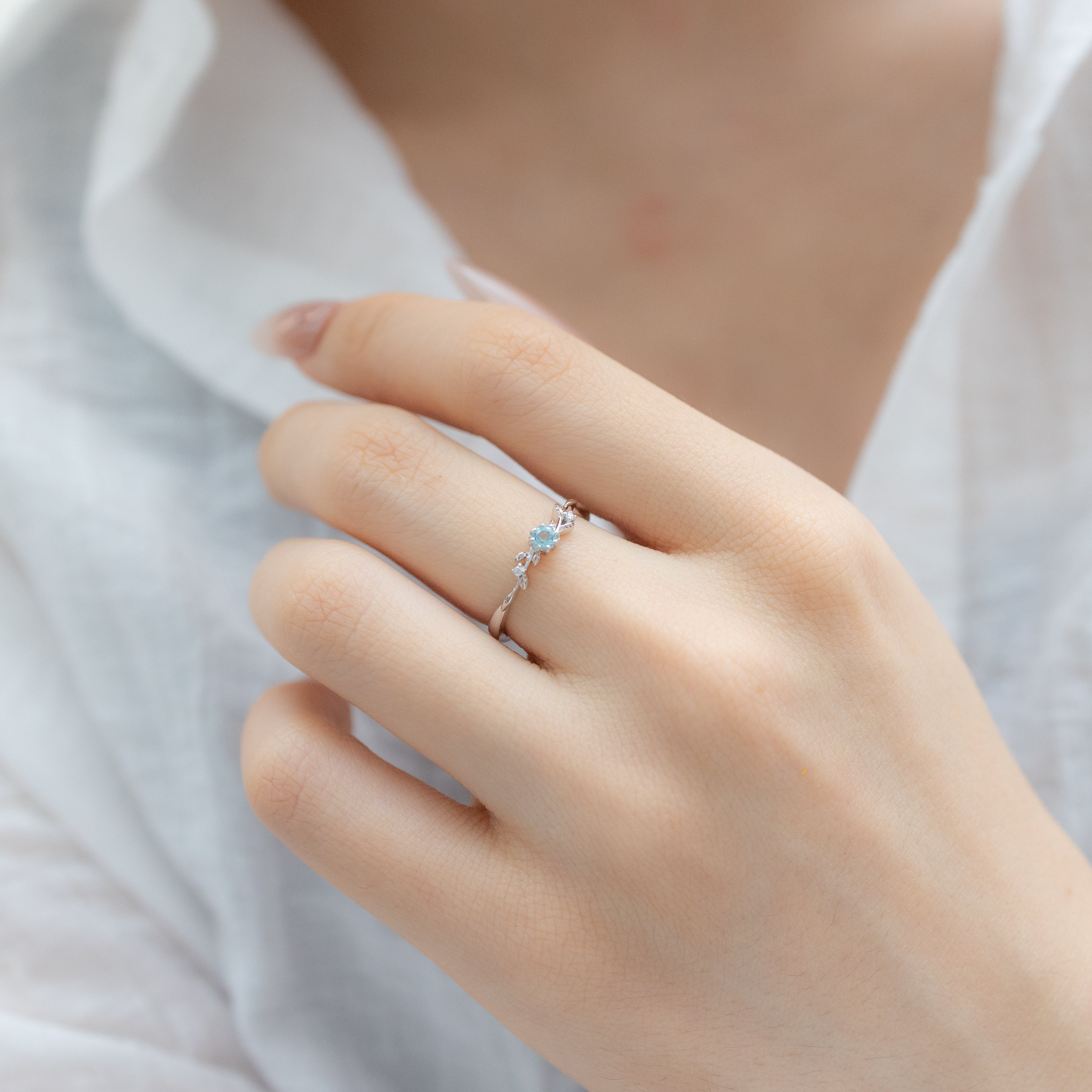 CHLOE DAINTY GARDEN SILVER RING - APATITE