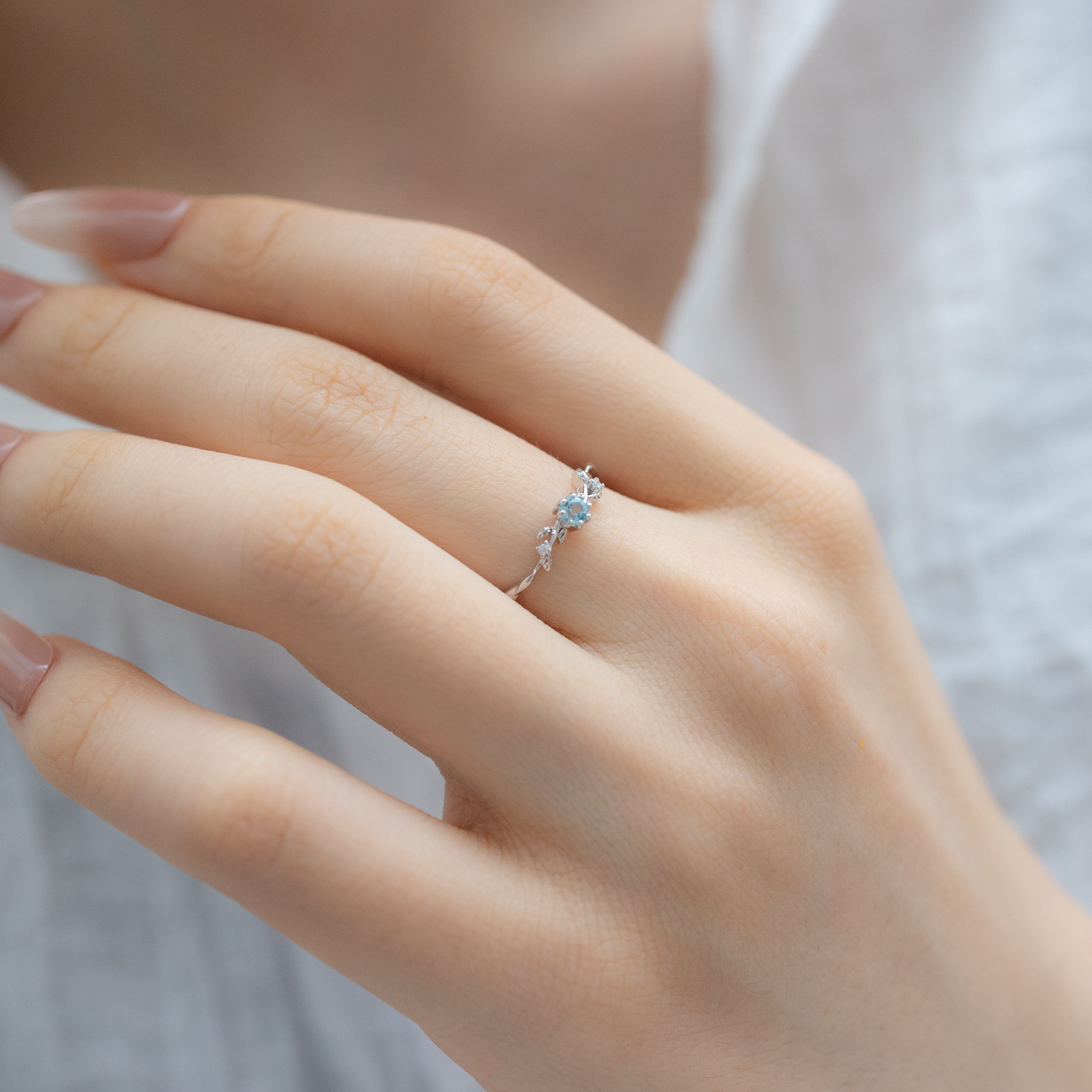 CHLOE DAINTY GARDEN SILVER RING - APATITE