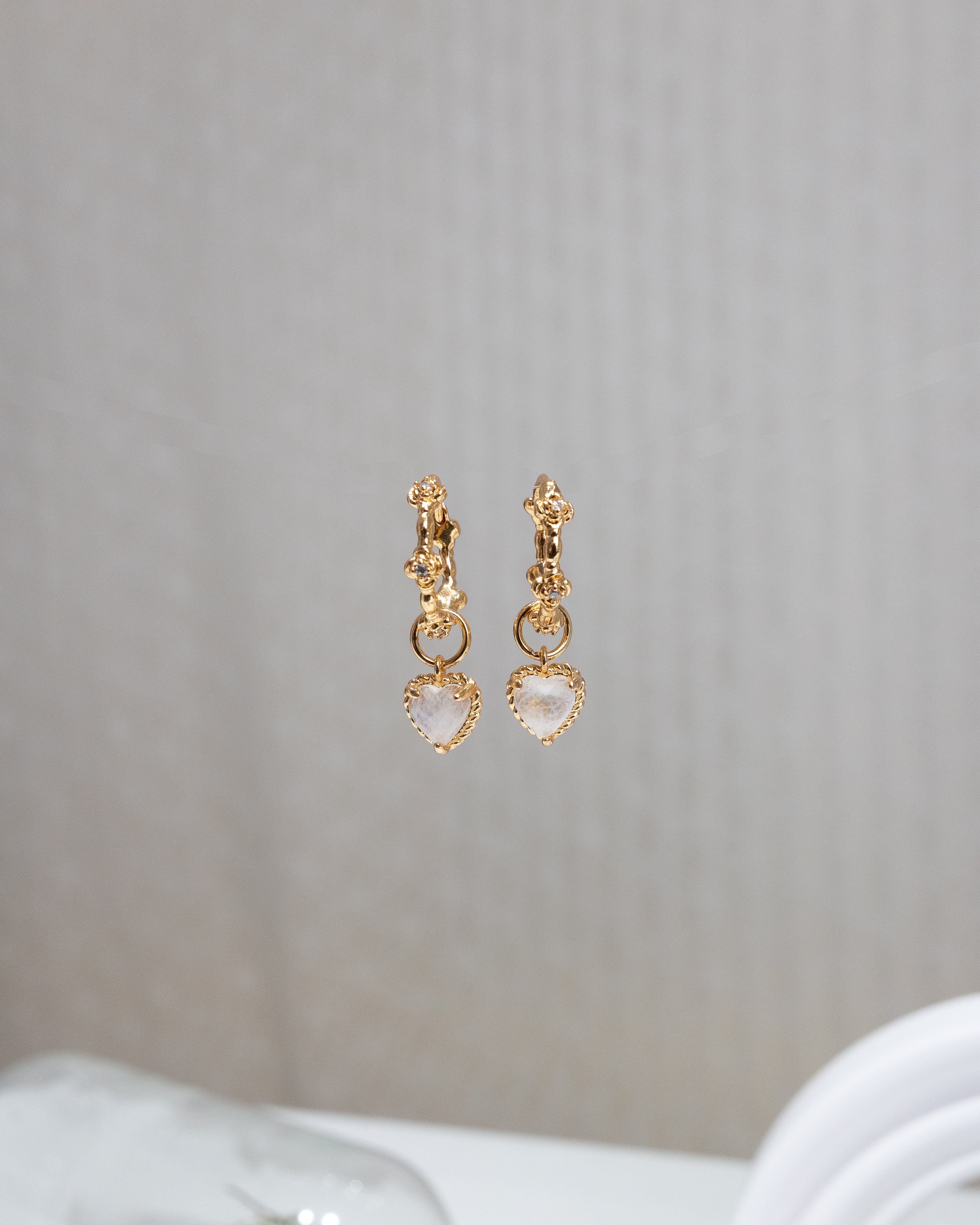 HEARTBEAT ROSE EAR HOOP - MOONSTONE