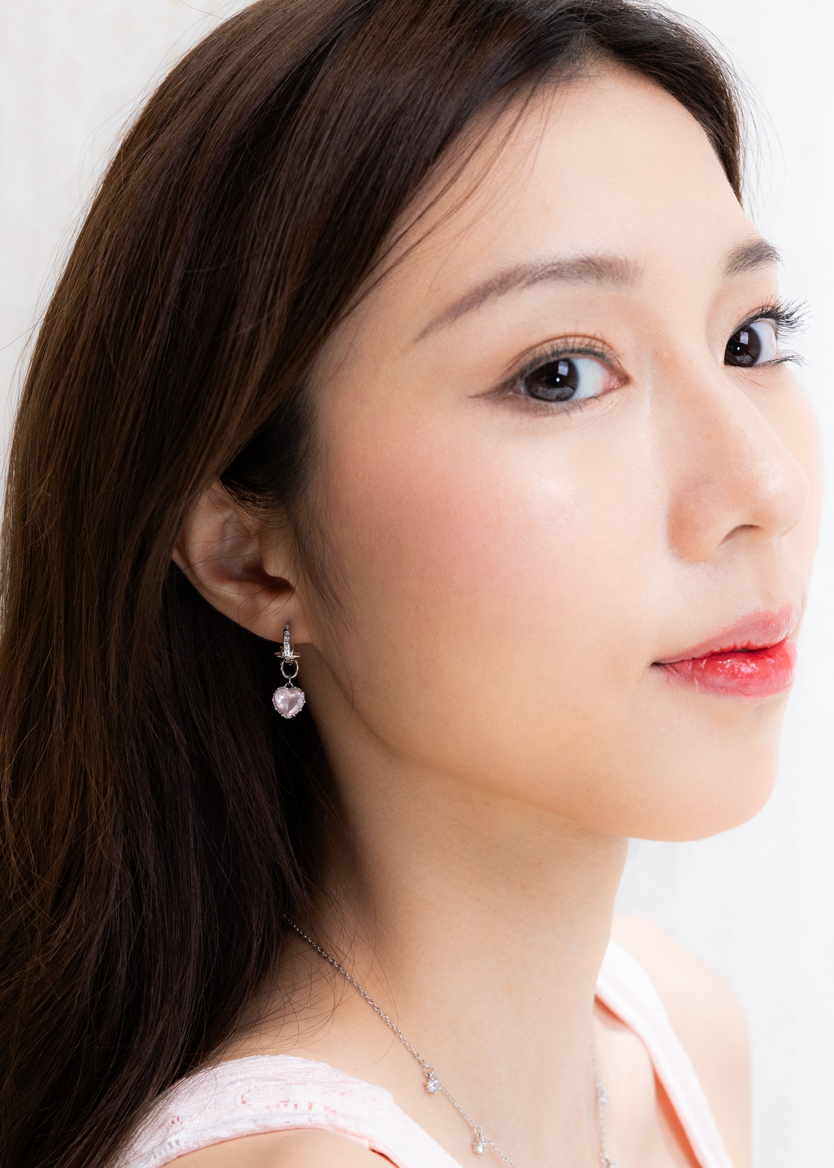 PINKY TWINKLE SILVER EARRINGS - ROSE QUARTZ