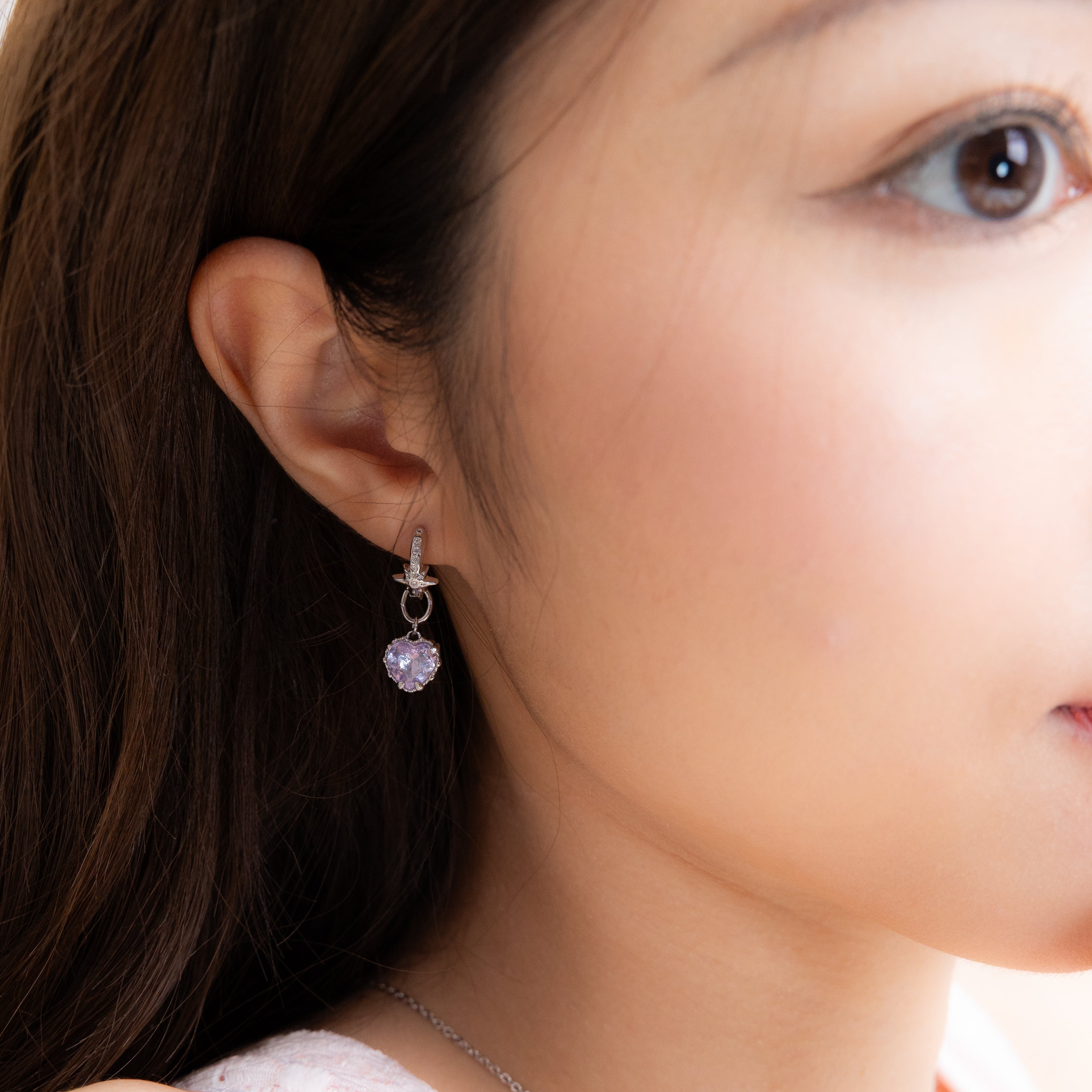 PINKY TWINKLE SILVER EARRINGS - LAVANDER AMETHYST