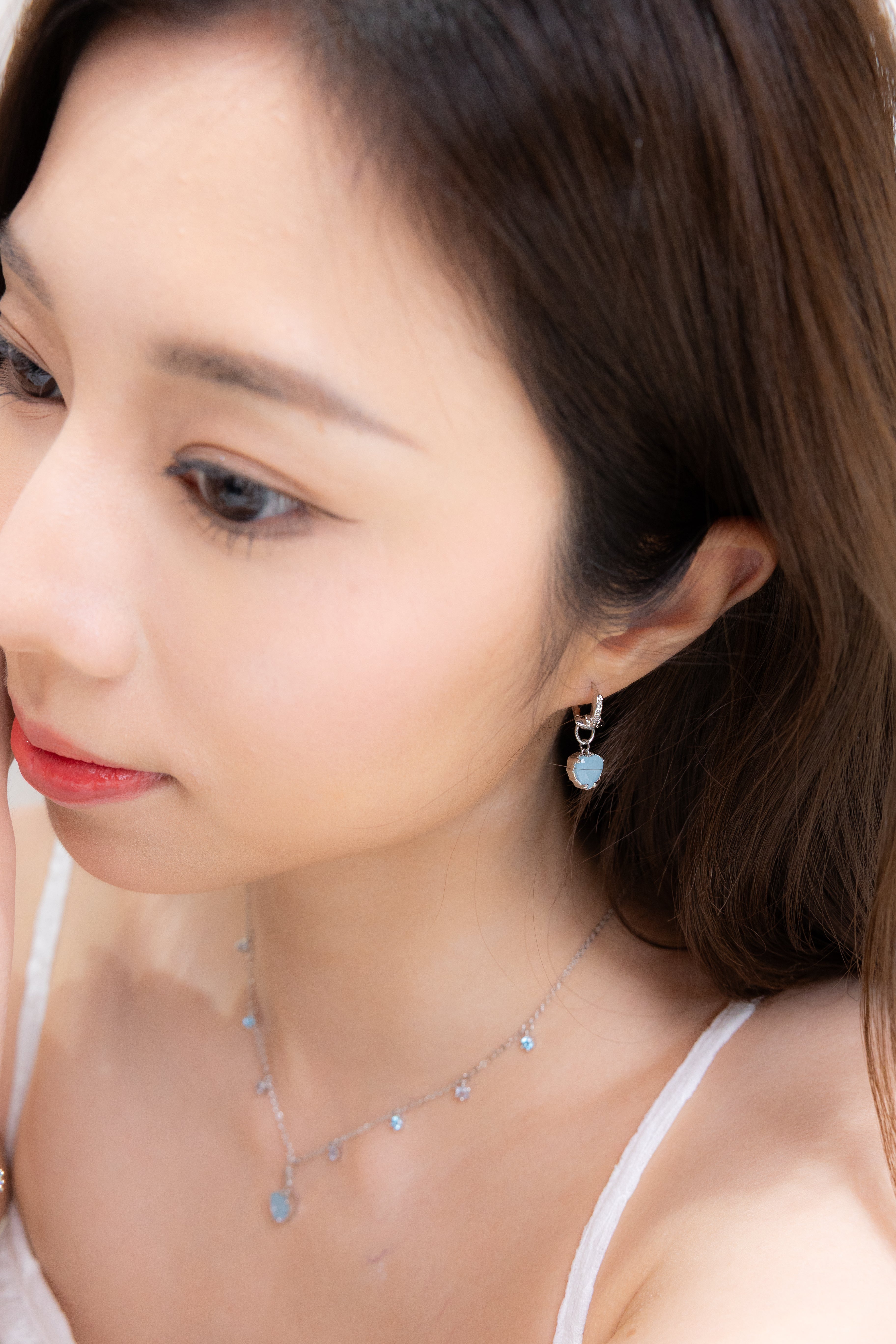 PINKY TWINKLE SILVER EARRINGS - AQUAMARINE