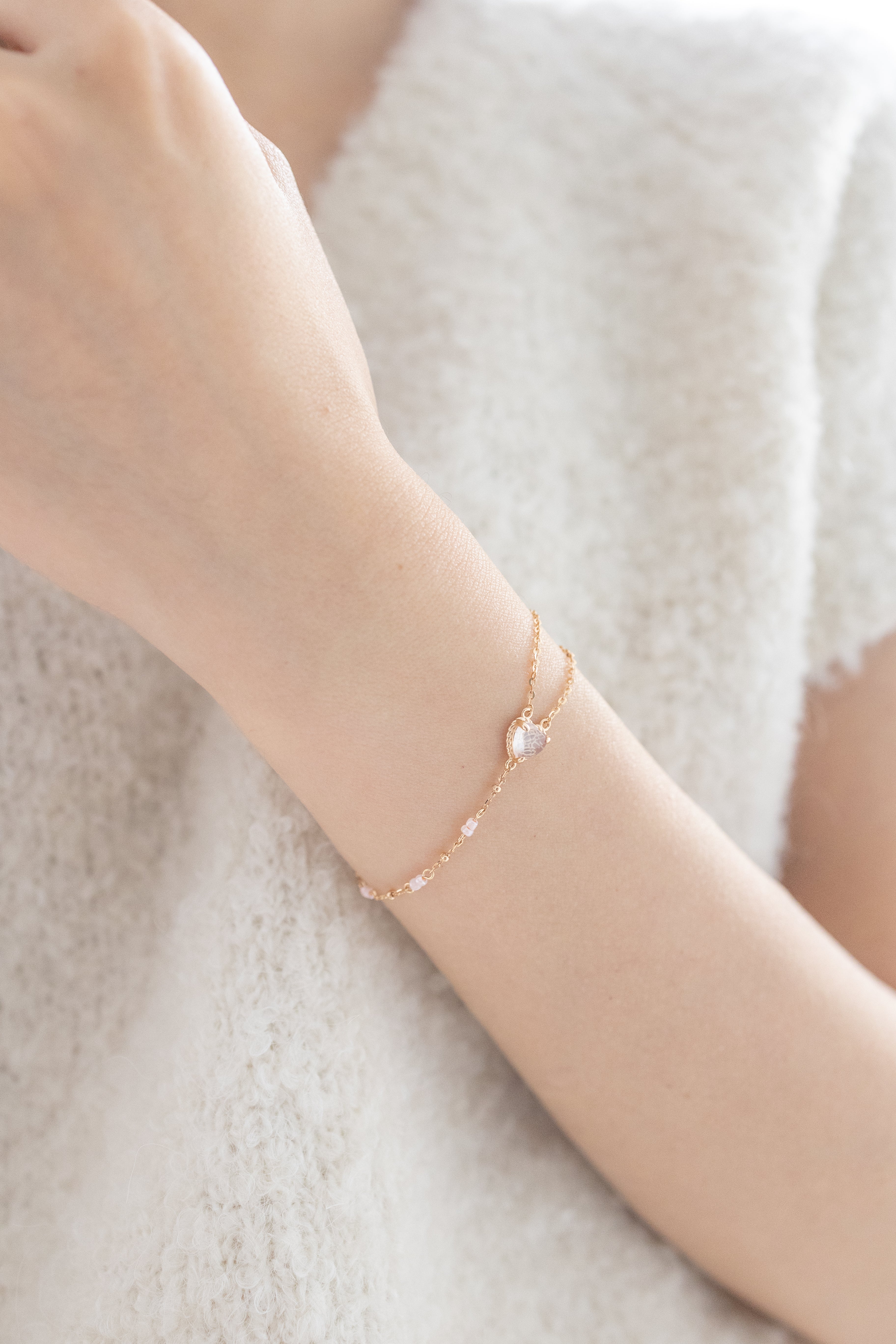 HEARTBEAT BUBBLE BRACELET - ROSE QUARTZ