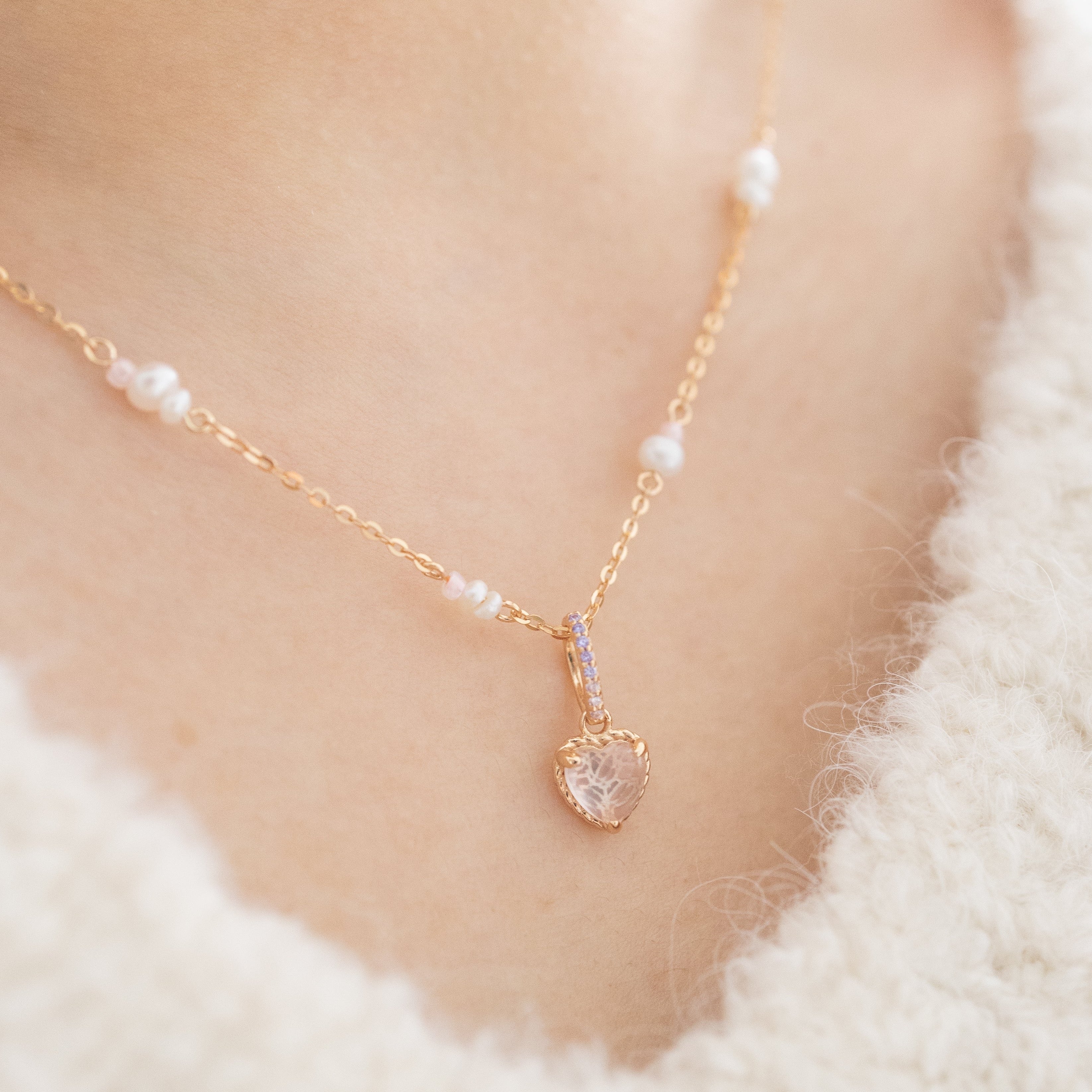 HEARTBEAT BUBBLE NECKLACE - ROSE QUARTZ