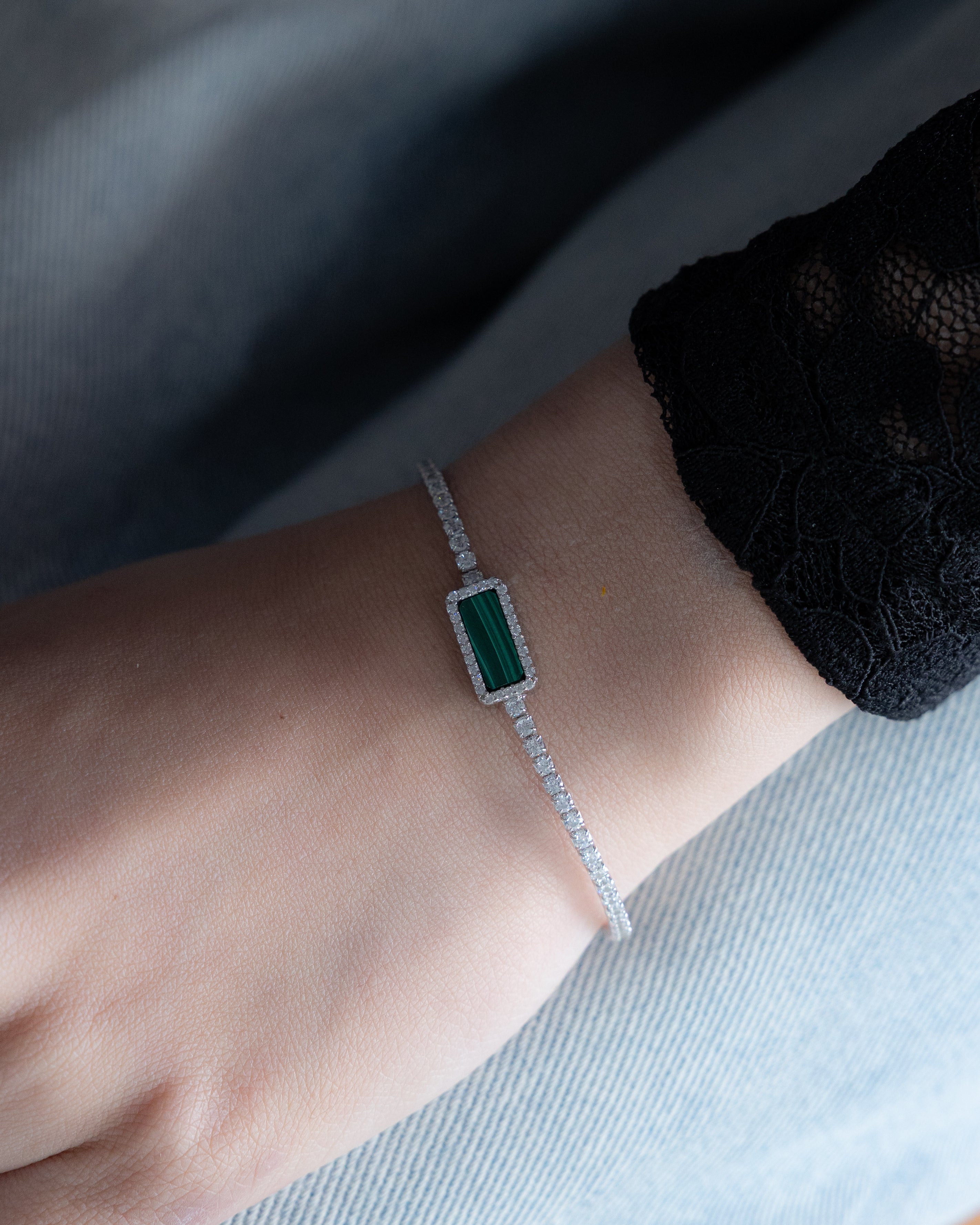 ART DECOR 2.0 SILVER TENNIS BRACELET - MALACHITE