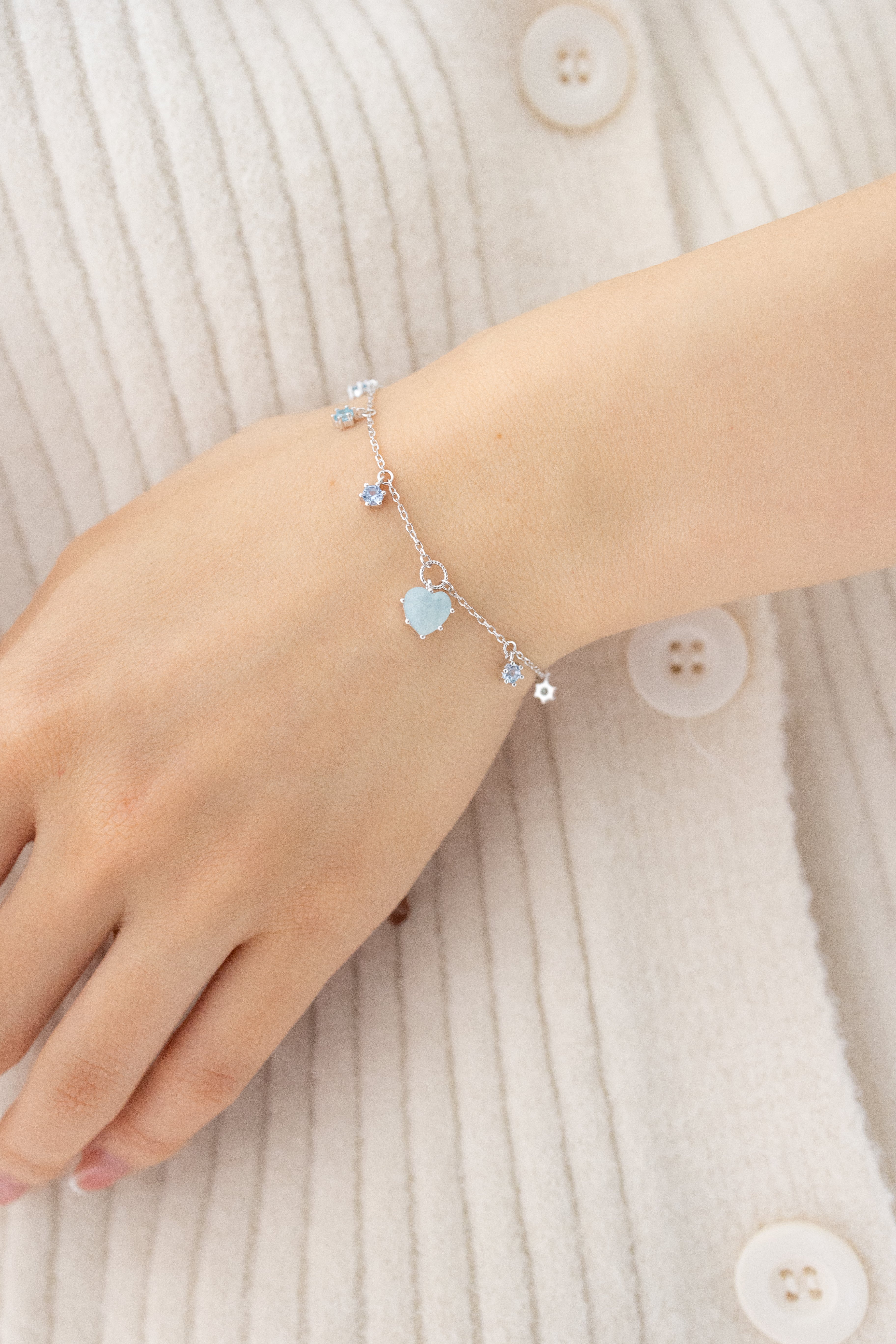 CHARMING WONDERS SILVER BRACELET - AQUAMARINE