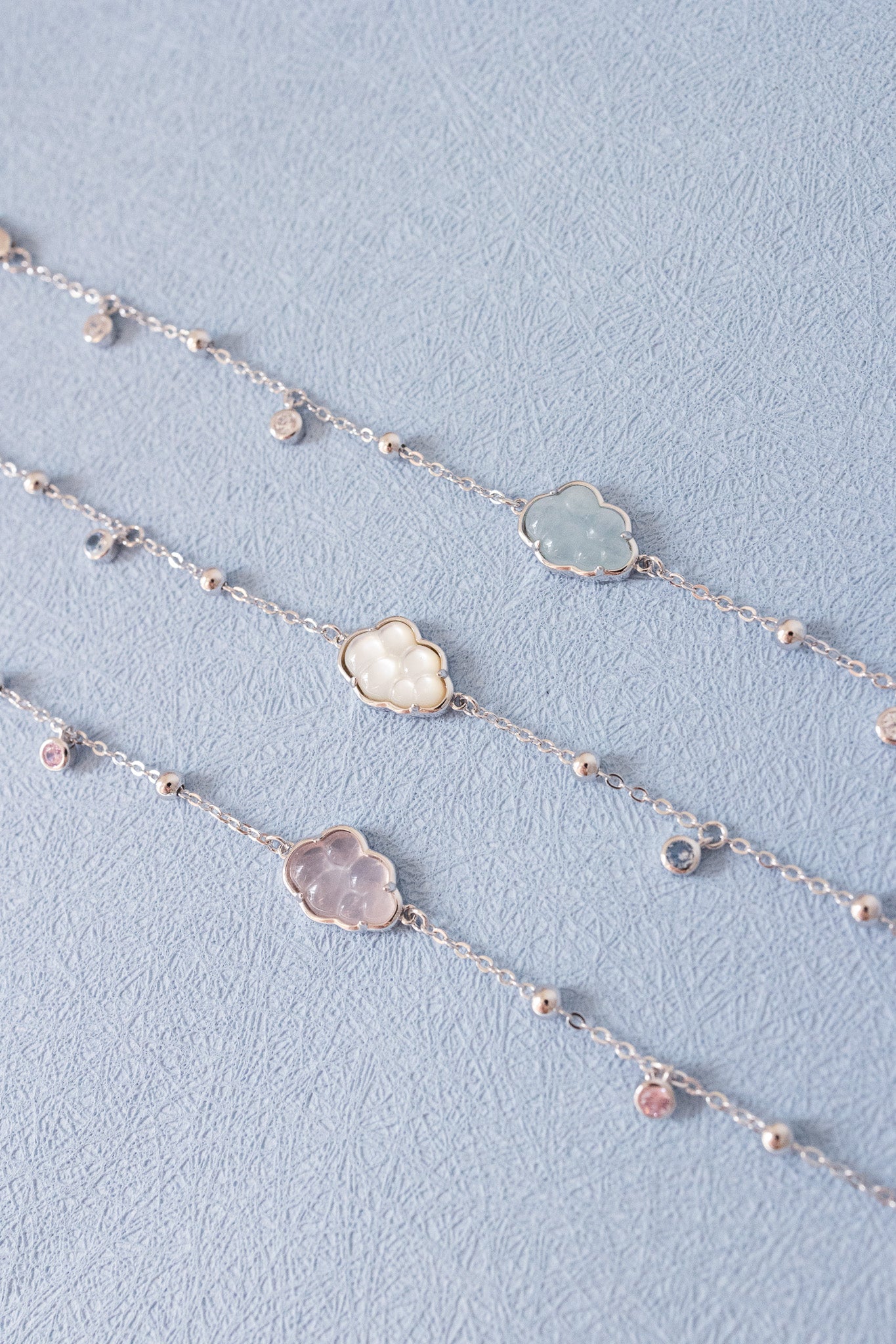 BUBBLE CLOUD SILVER BRACELET - ROSE QUARTZ