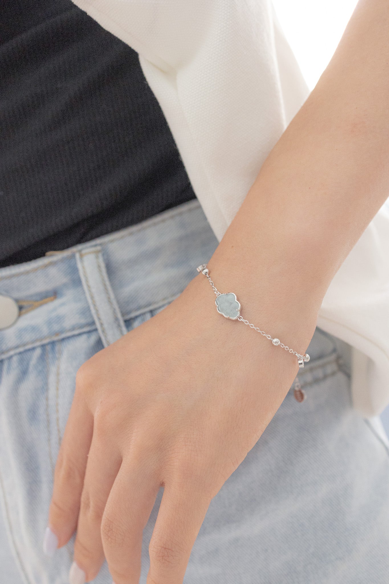 BUBBLE CLOUD SILVER BRACELET - AQUAMARINE