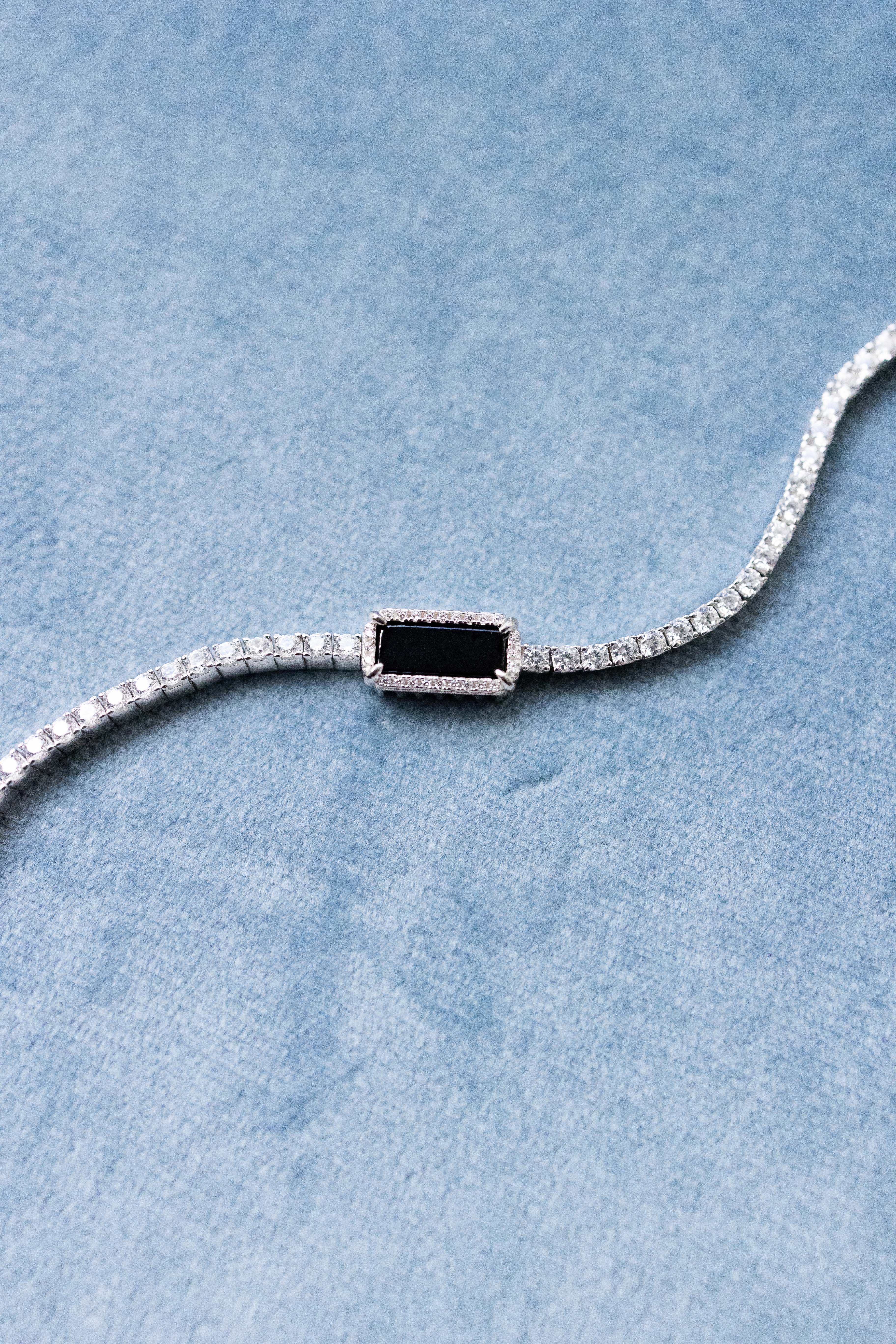 ART DECOR TENNIS BRACELET SILVER OBSIDIAN