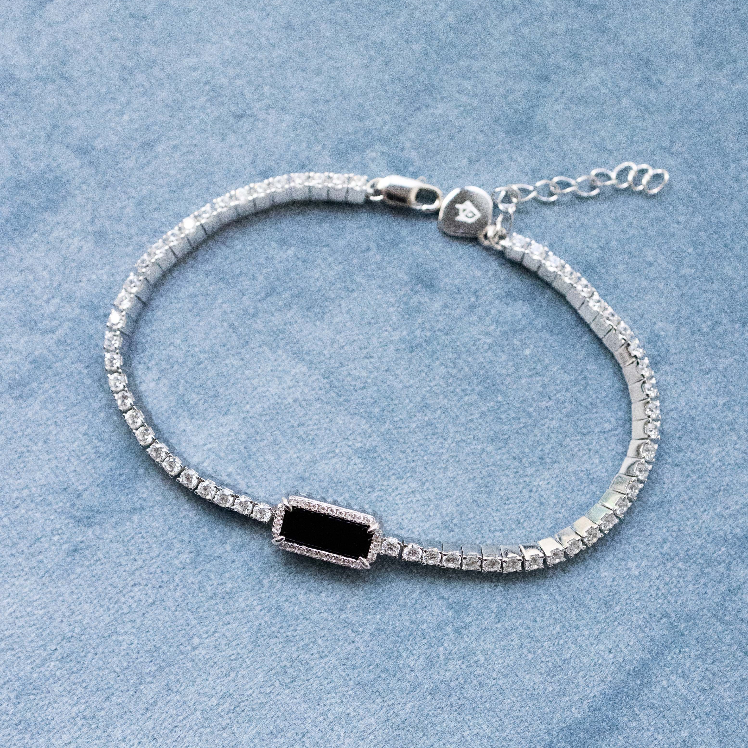 ART DECOR TENNIS BRACELET SILVER OBSIDIAN