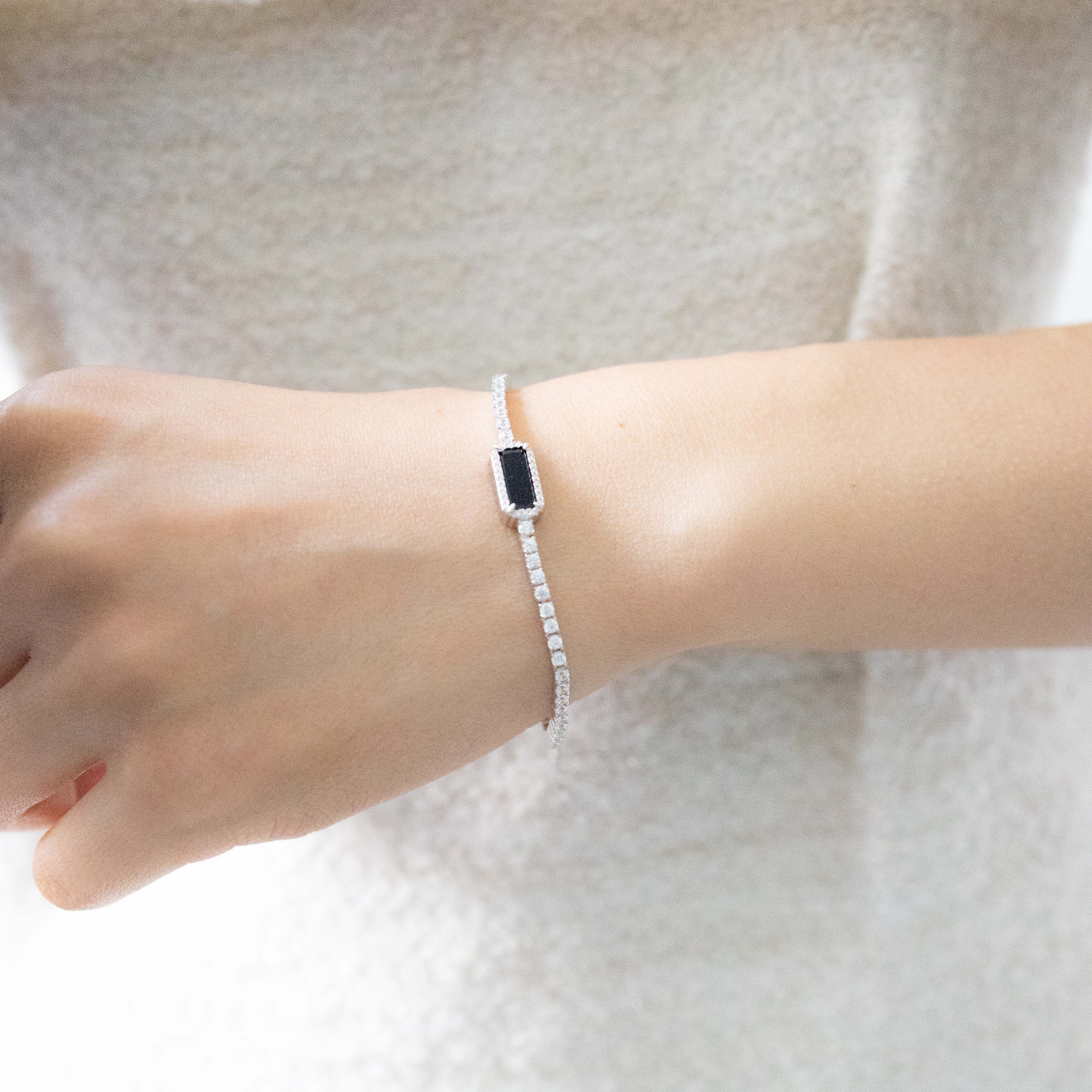 ART DECOR TENNIS BRACELET SILVER OBSIDIAN