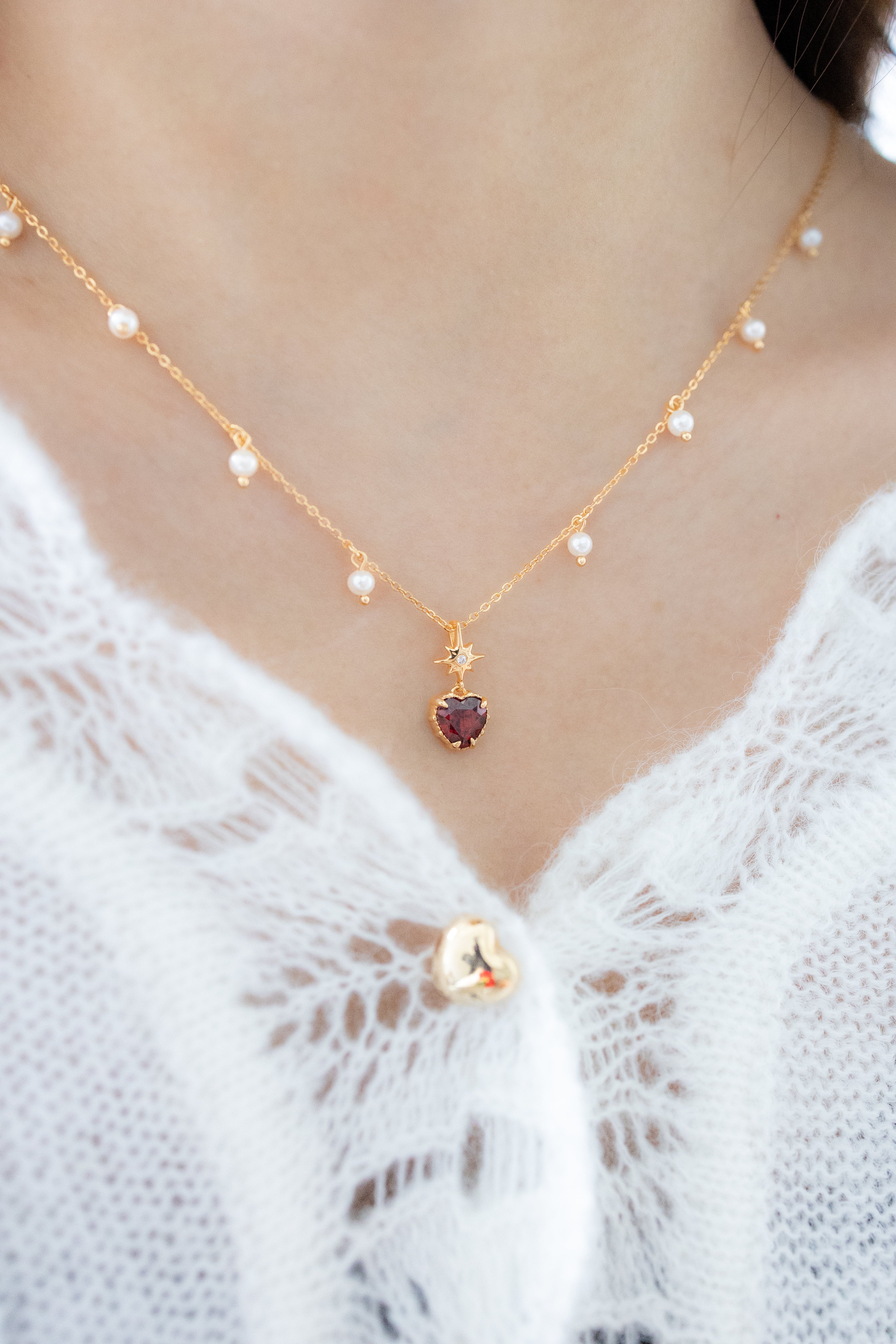 (LIMITED STOCK) LOVER TWINKLE NECKLACE - GARNET