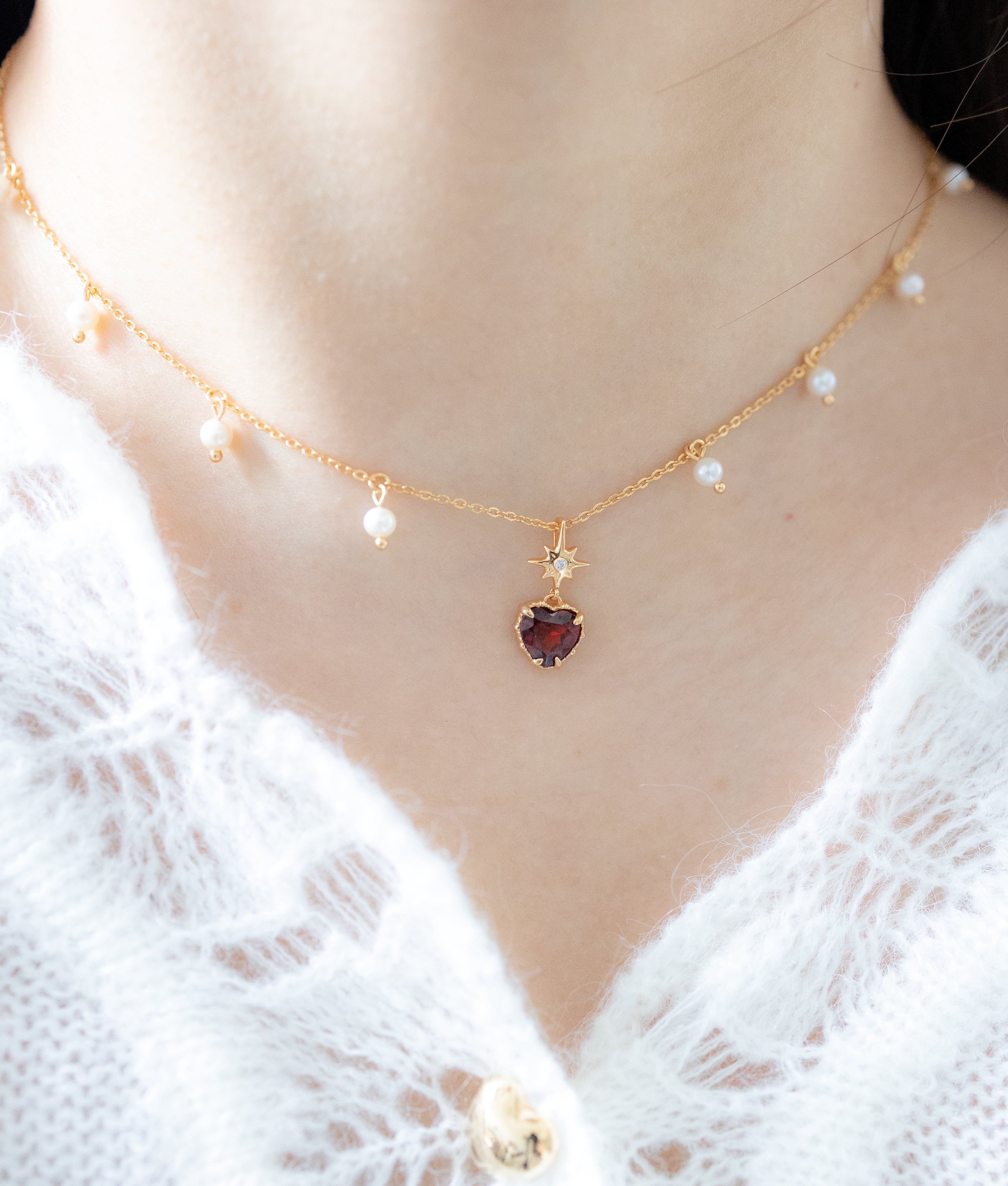 (LIMITED STOCK) LOVER TWINKLE NECKLACE - GARNET