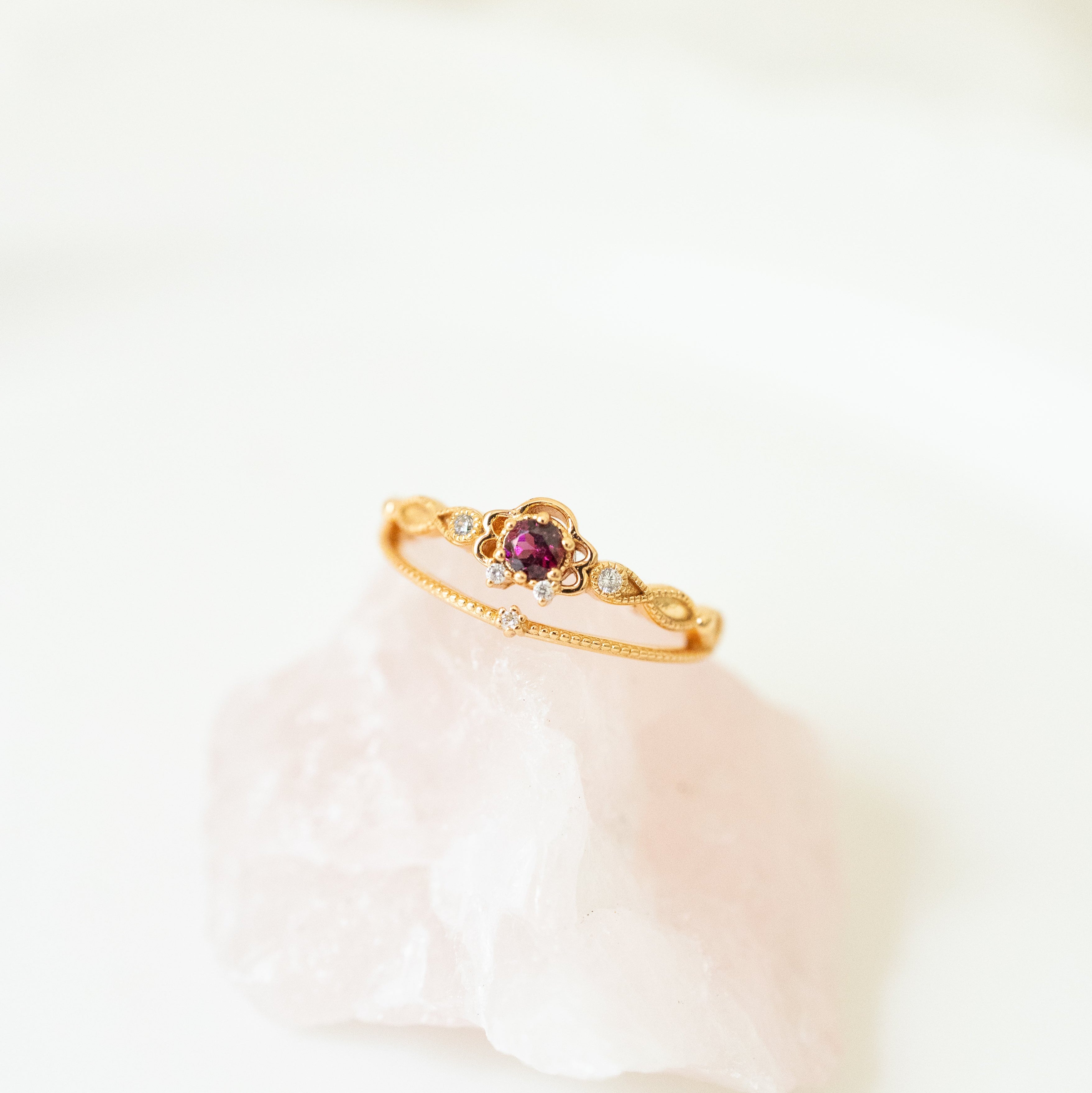 JULIET ADJUSTABLE RING - PURPLE GARNET