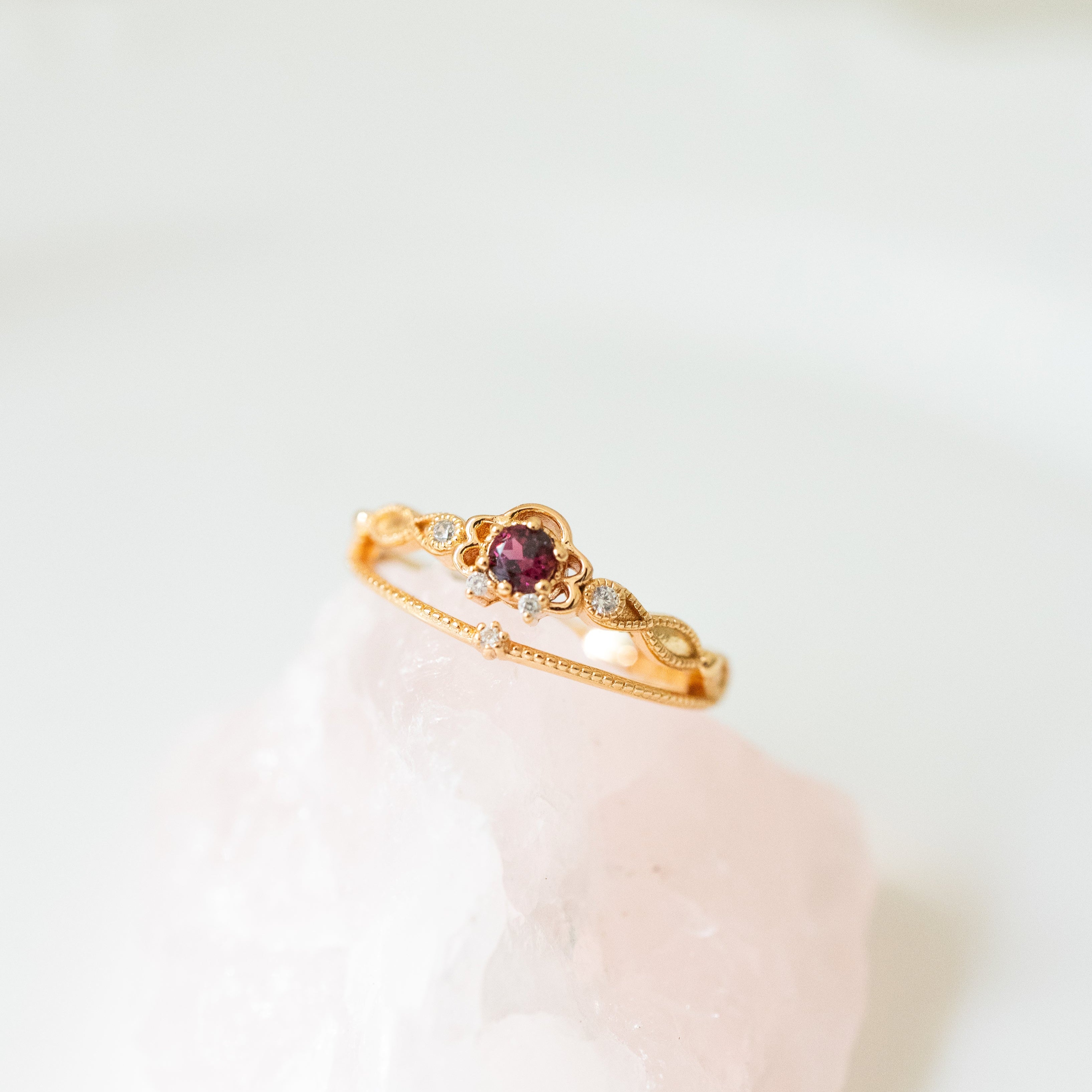 JULIET ADJUSTABLE RING - PURPLE GARNET