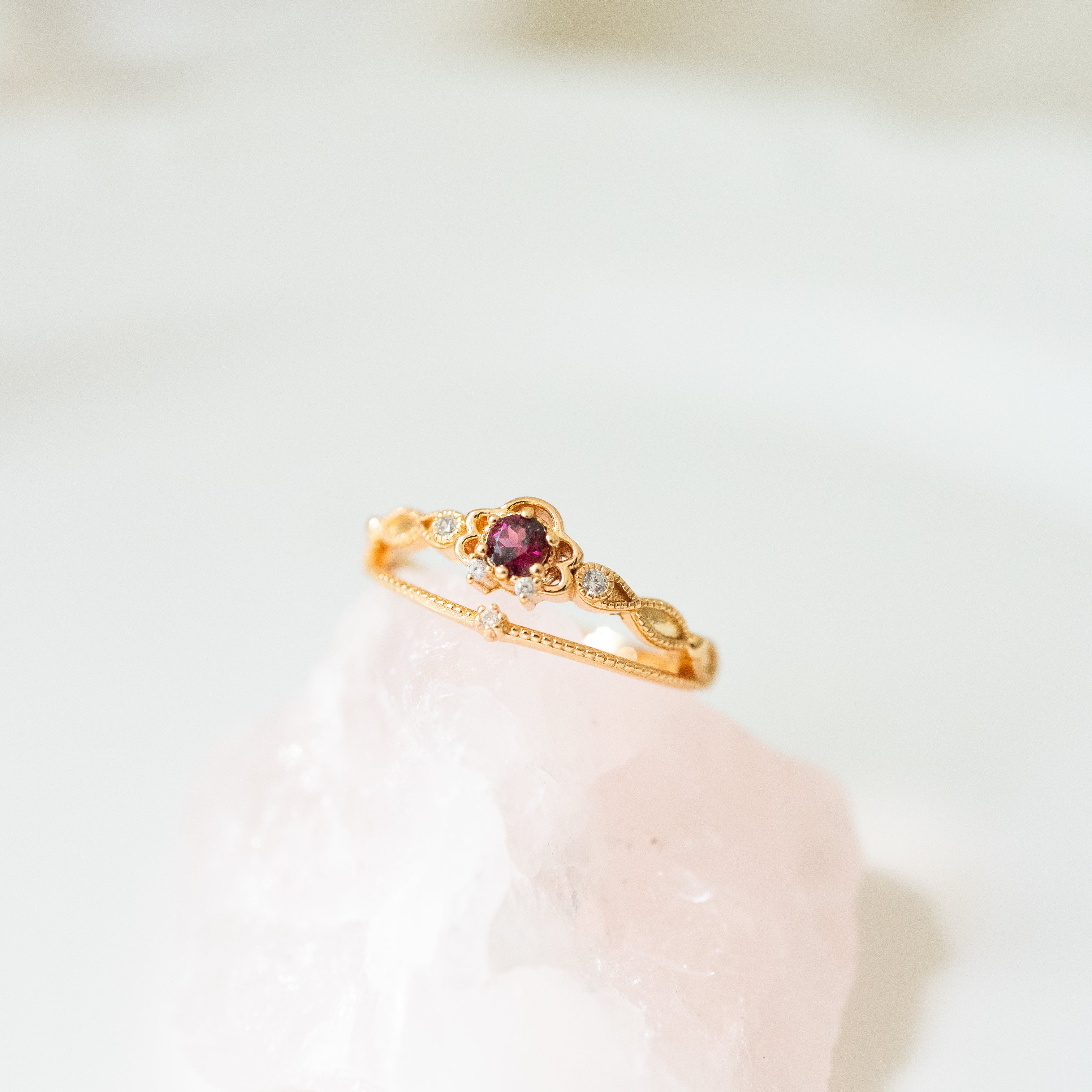 JULIET ADJUSTABLE RING - PURPLE GARNET