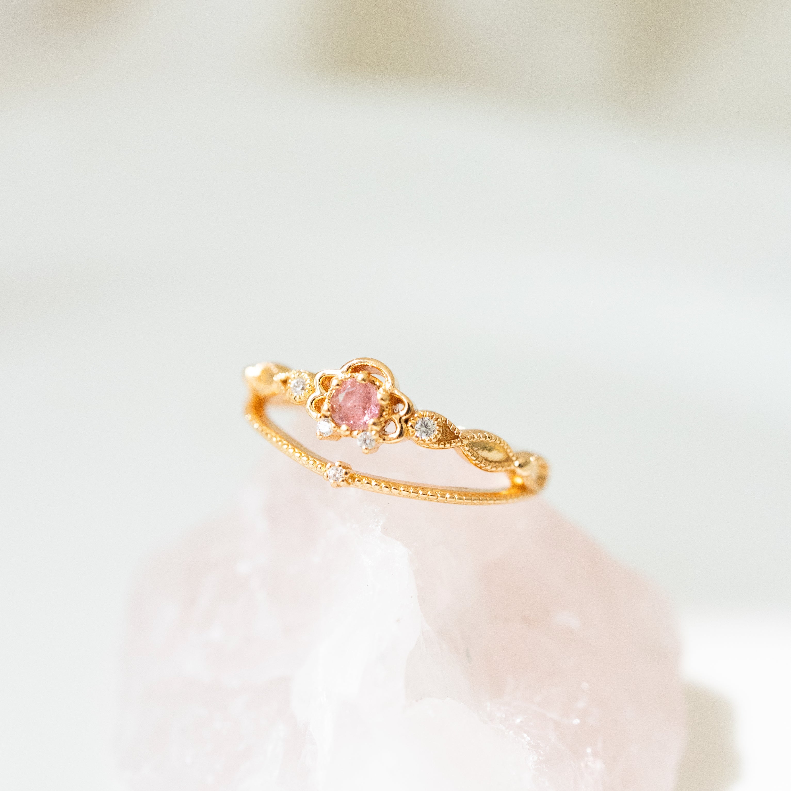JULIET ADJUSTABLE RING - PINK TOURMALINE