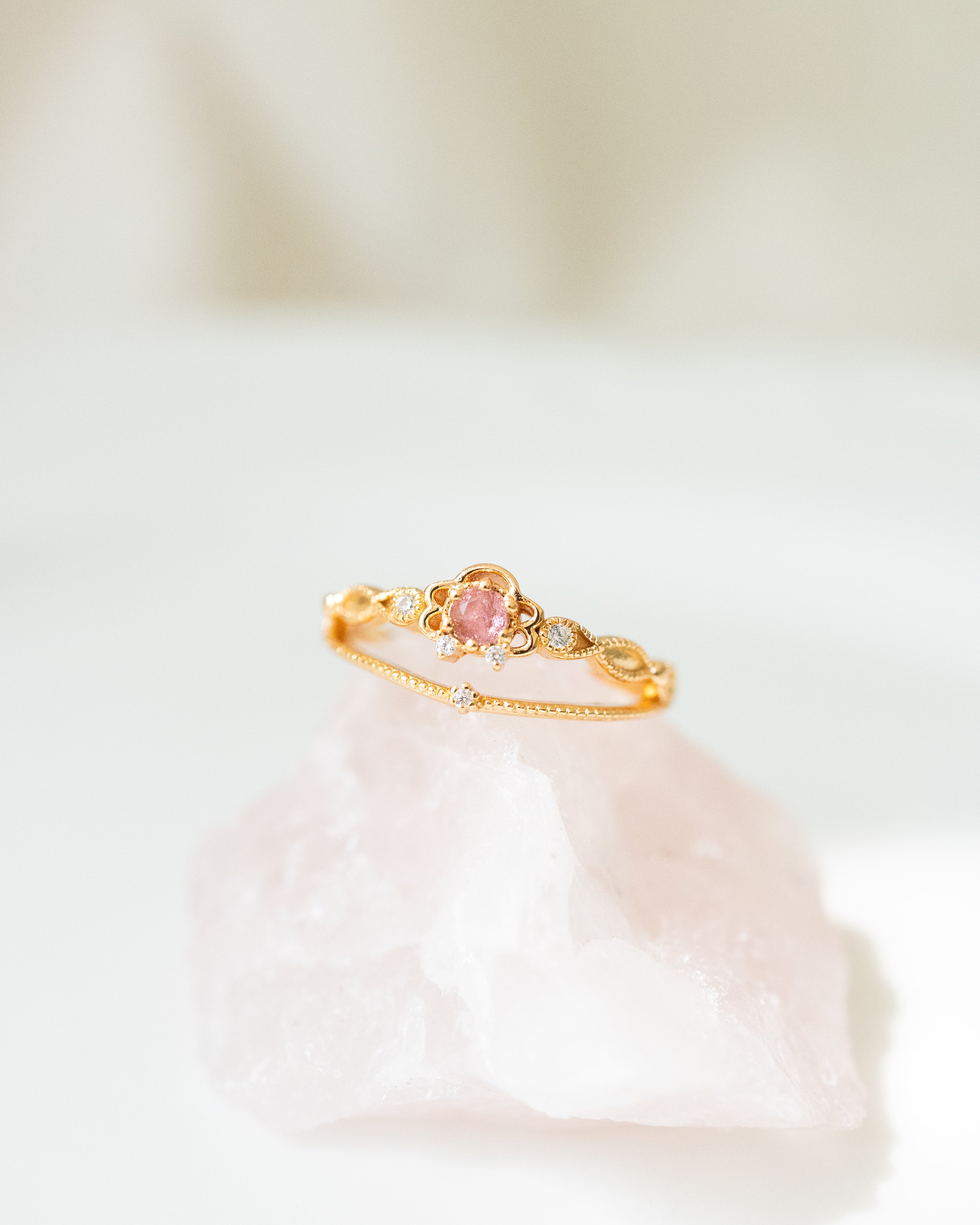 JULIET ADJUSTABLE RING - PINK TOURMALINE