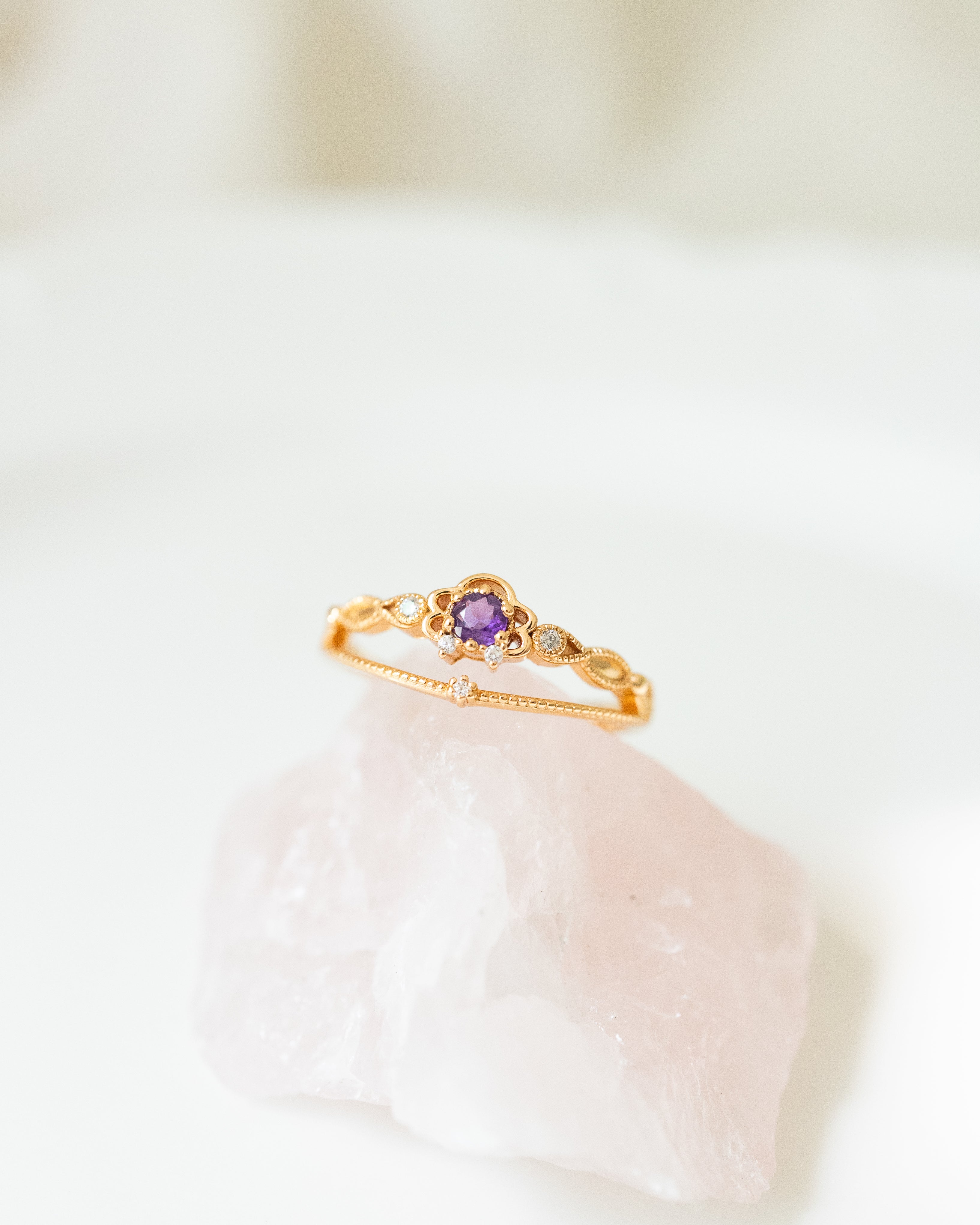 JULIET ADJUSTABLE RING - AMETHYST