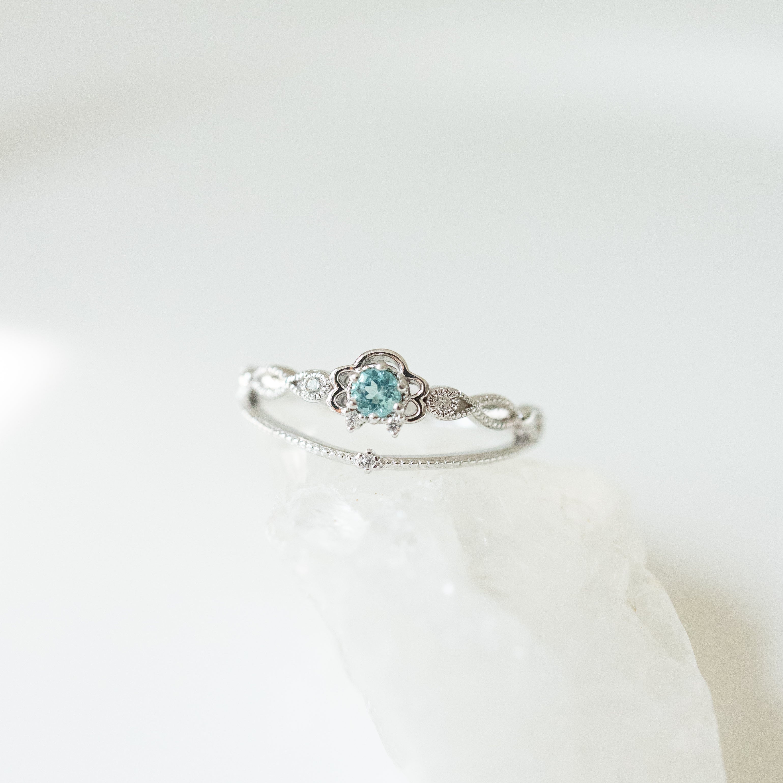 JULIET ADJUSTABLE SILVER RING - APATITE