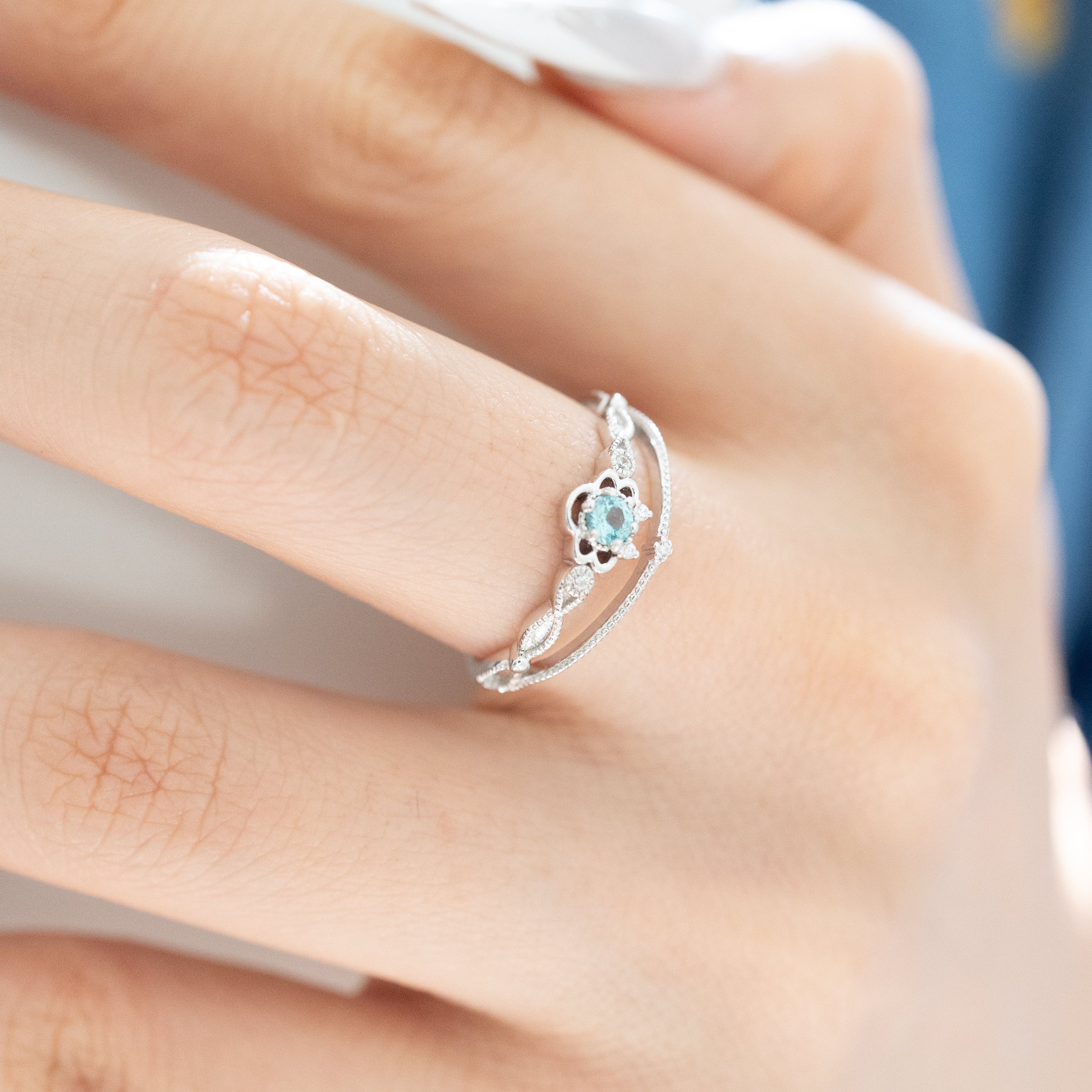 JULIET ADJUSTABLE SILVER RING - APATITE