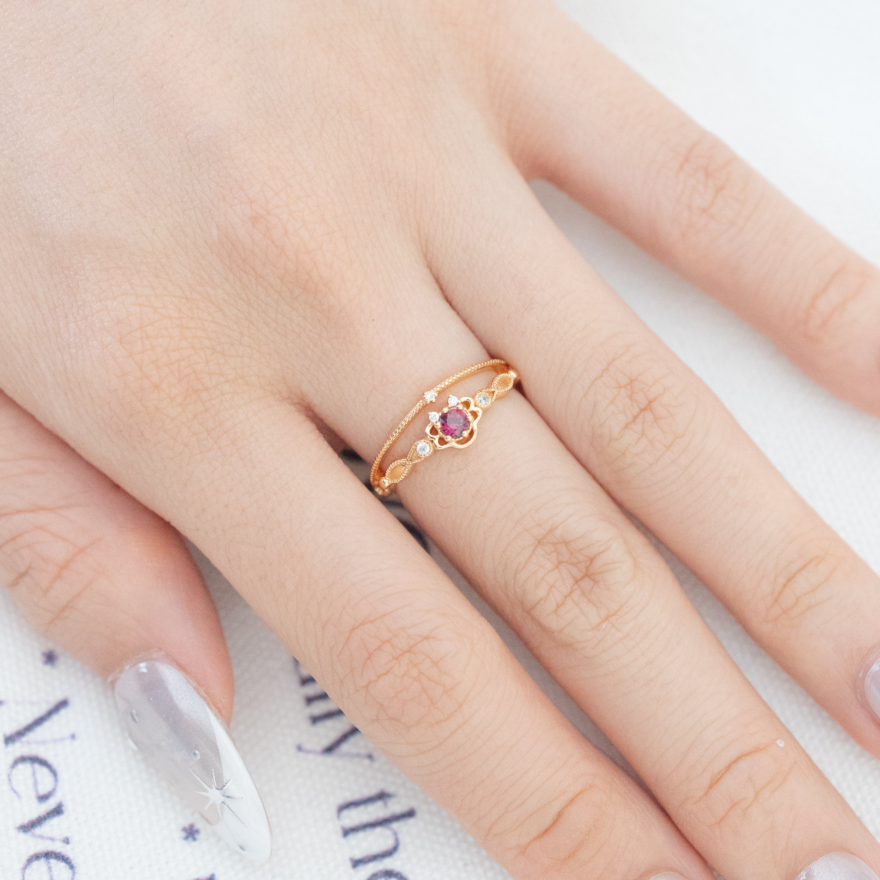 JULIET ADJUSTABLE RING - PURPLE GARNET