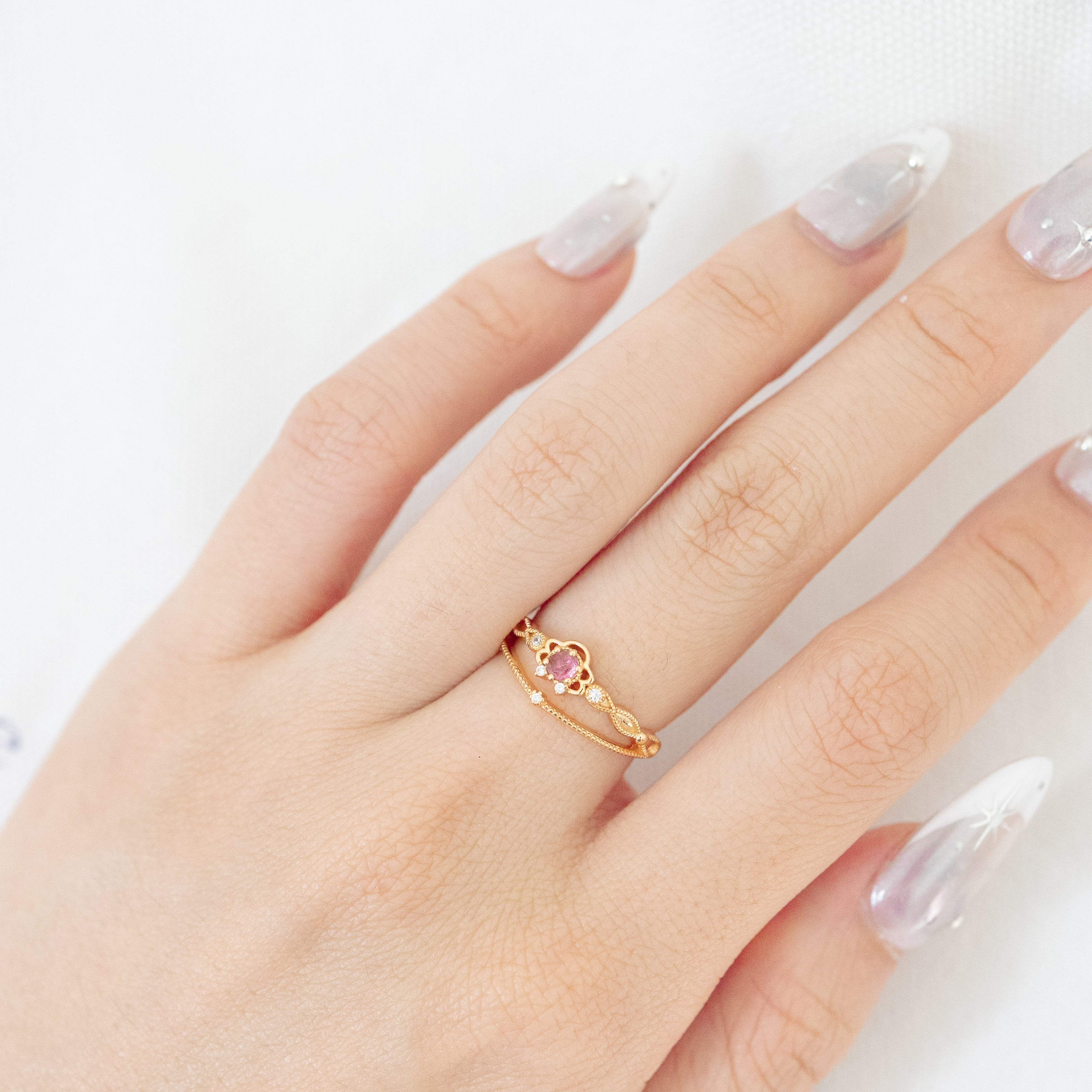 JULIET ADJUSTABLE RING - PINK TOURMALINE