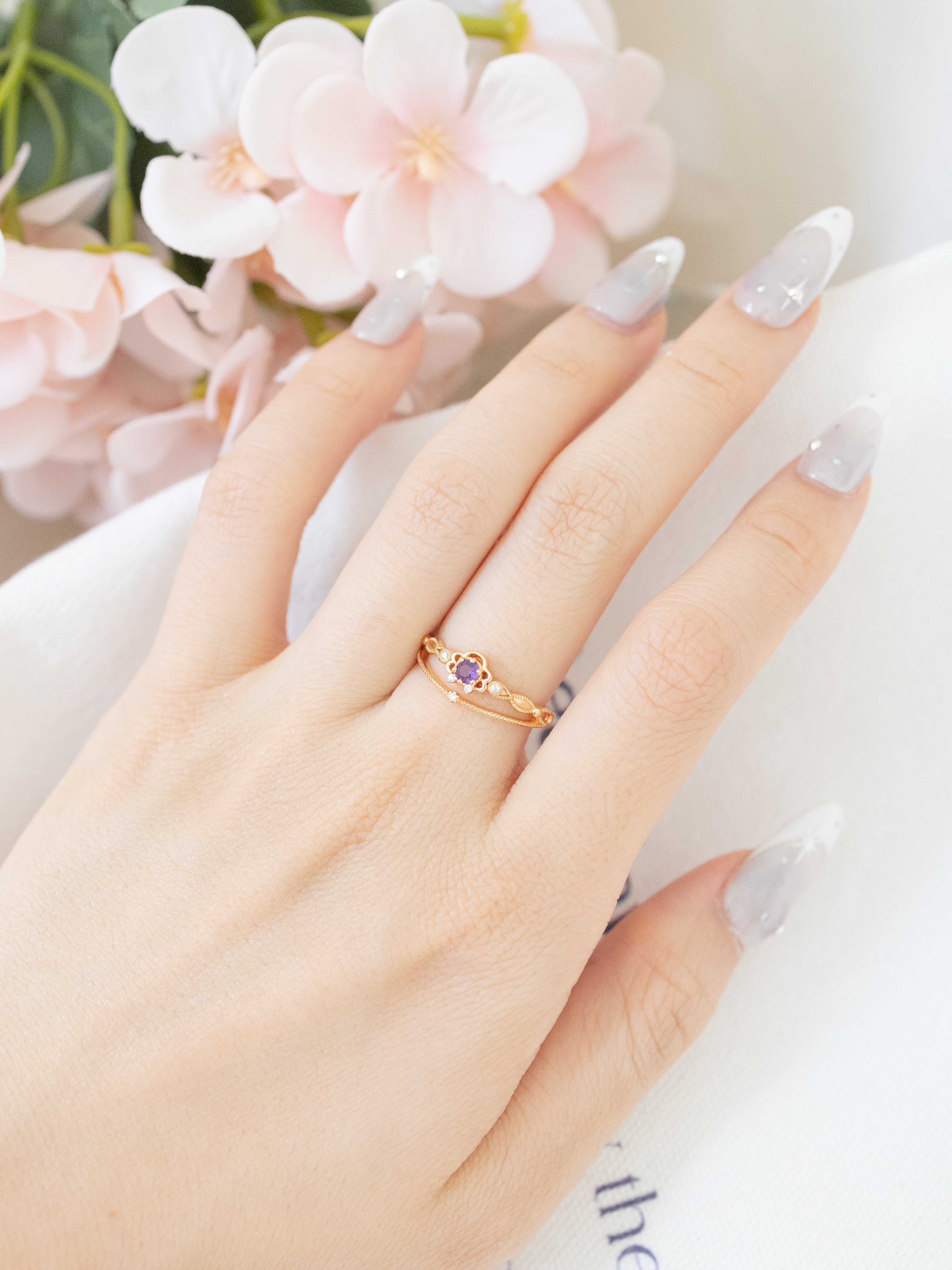 JULIET ADJUSTABLE RING - AMETHYST