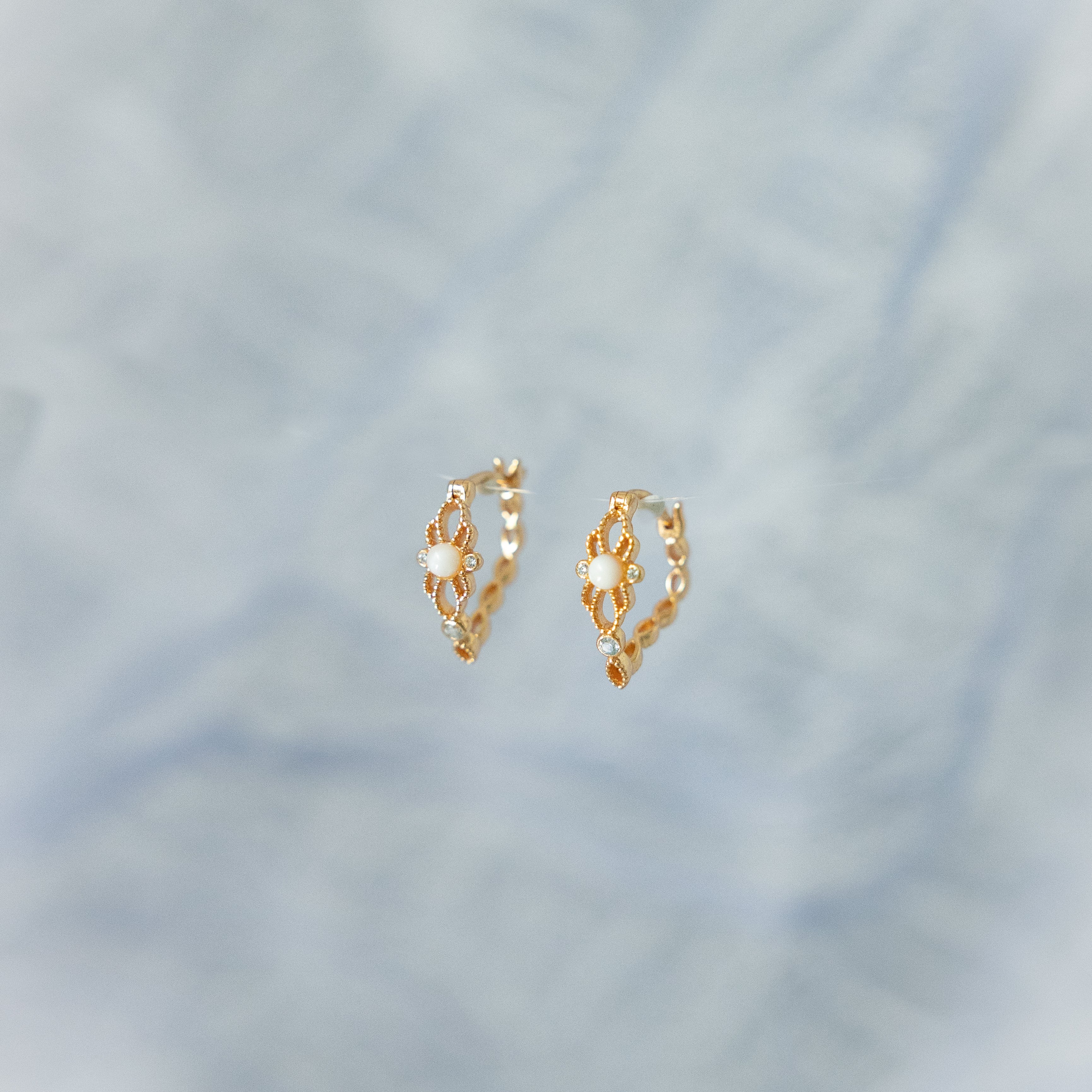 BELLA LACE EAR-HOOP EARRINGS