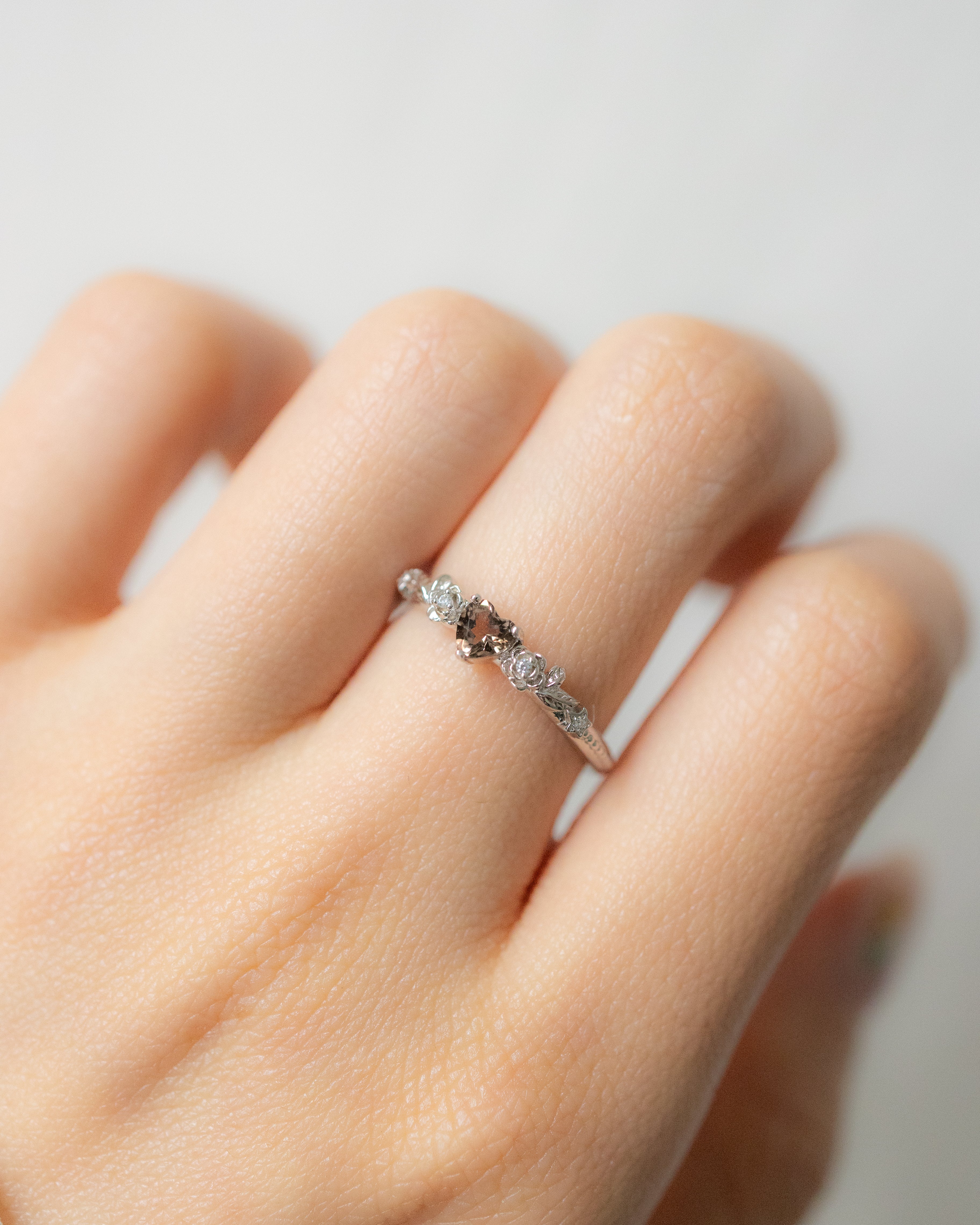ROSE GARDEN ADJUSTABLE SILVER RING - CITRINE