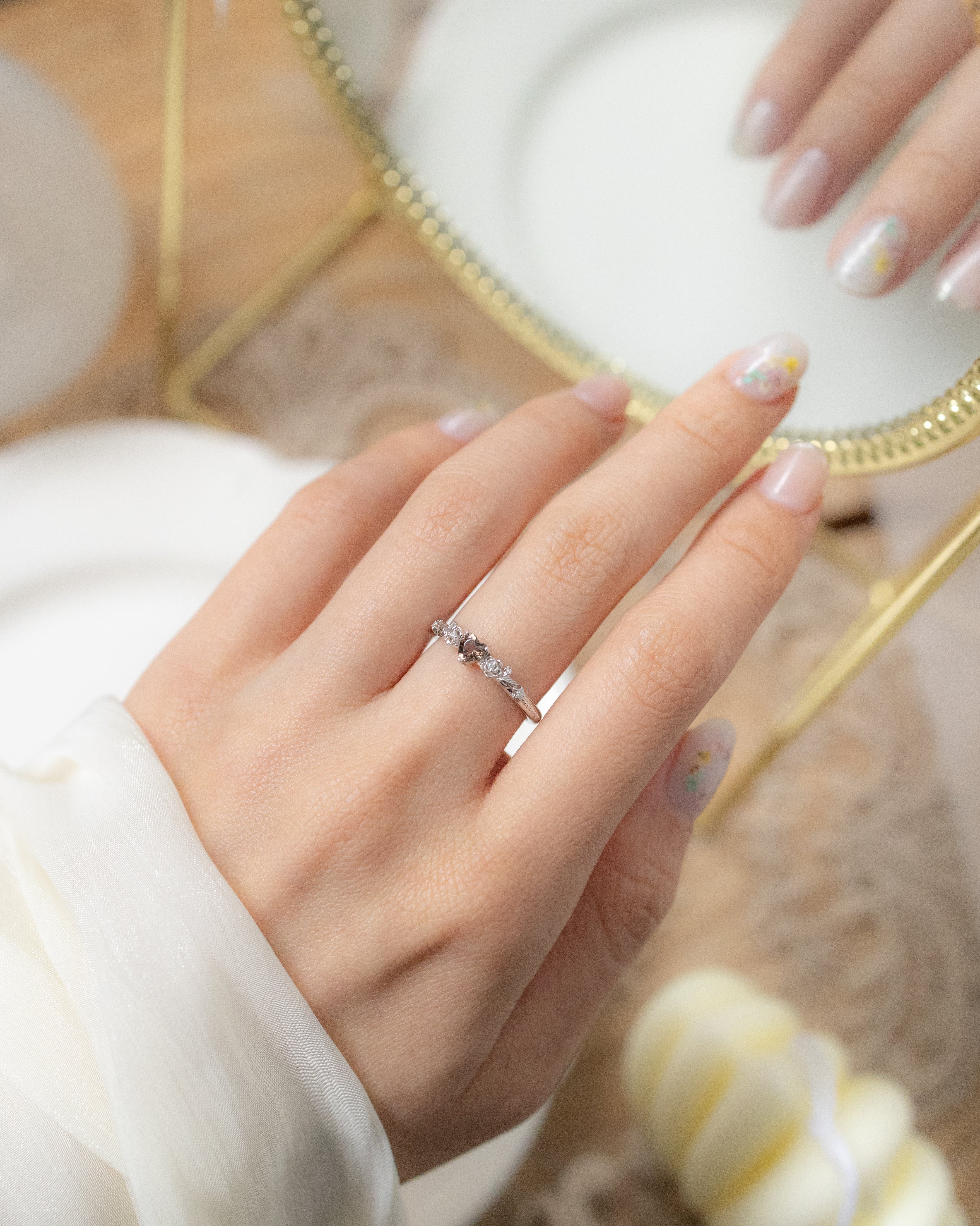 ROSE GARDEN ADJUSTABLE SILVER RING - CITRINE