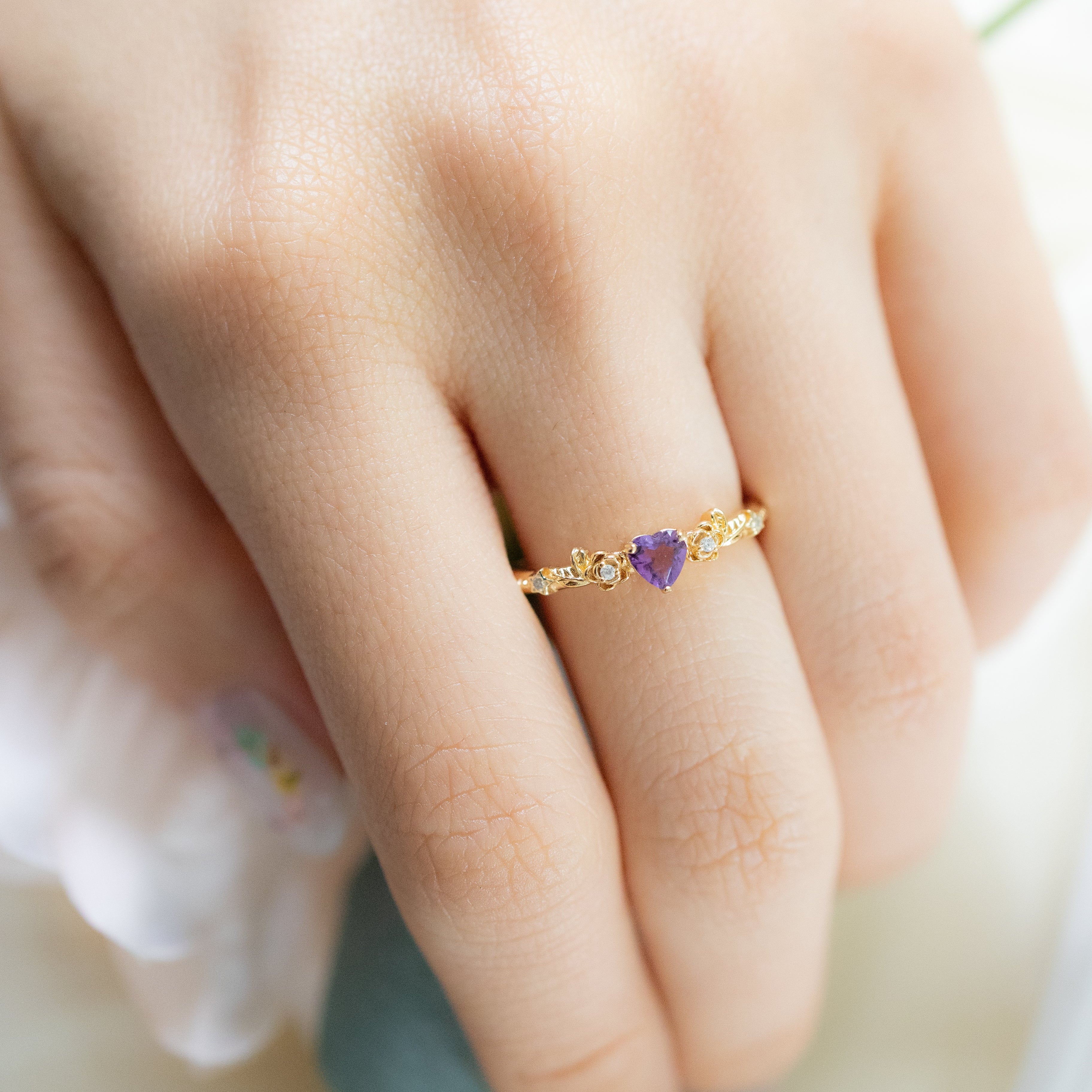 ROSE GARDEN ADJUSTABLE RING - AMETHYST
