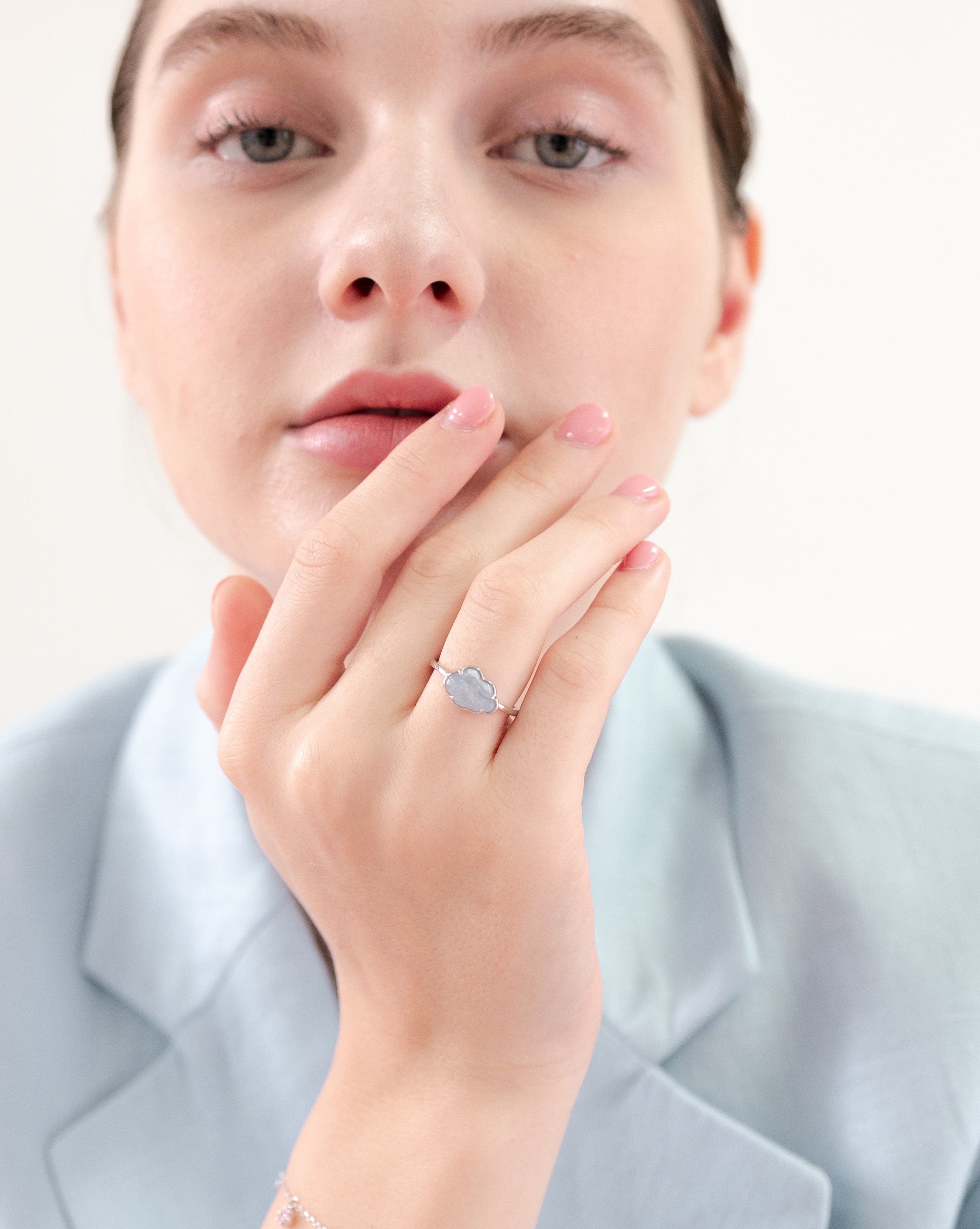CLOUD SILVER RING - BLUE AGATE