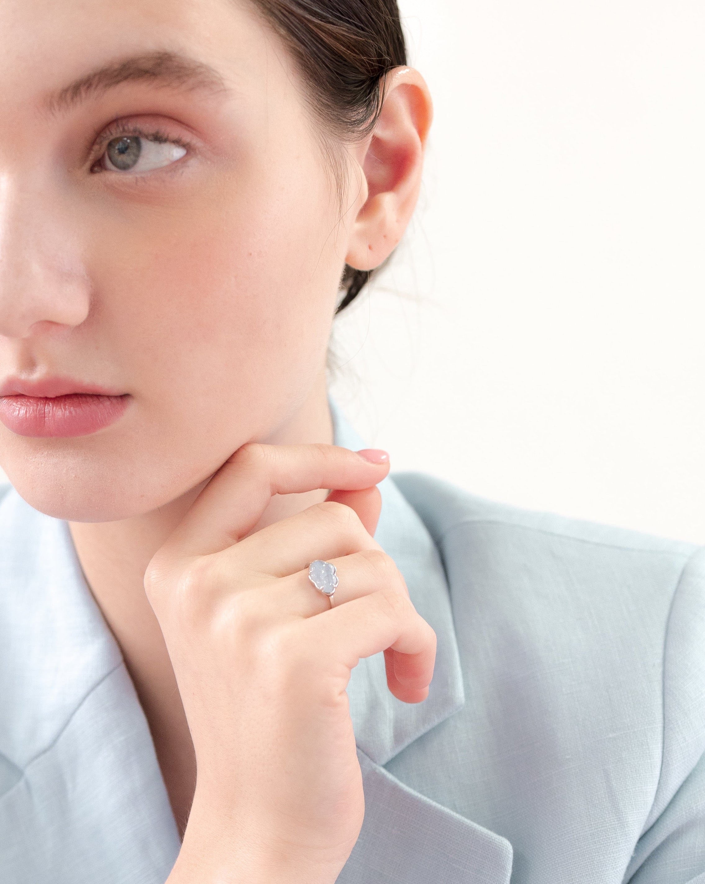CLOUD SILVER RING - BLUE AGATE