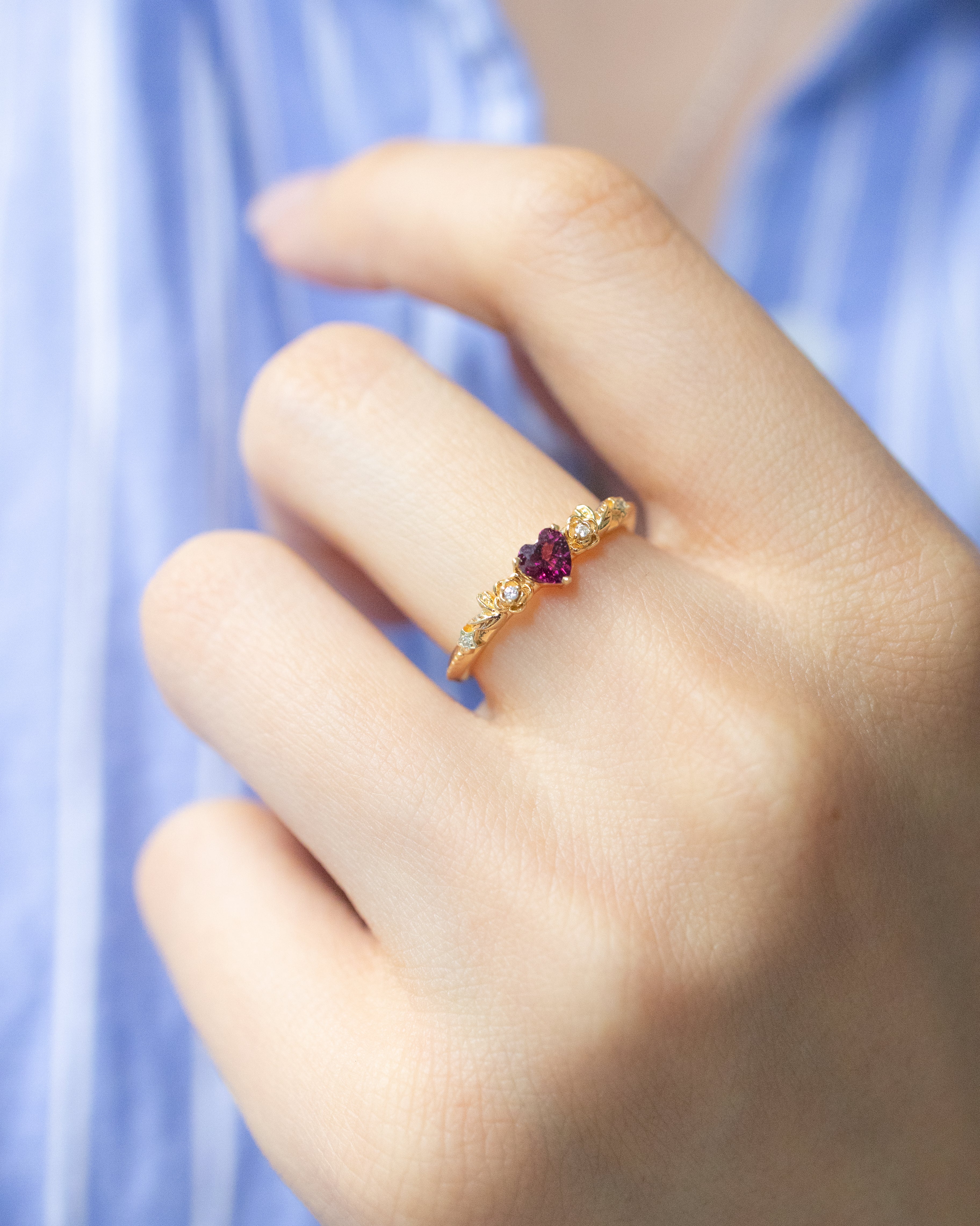 ROSE GARDEN ADJUSTABLE RING - PURPLE GARNET