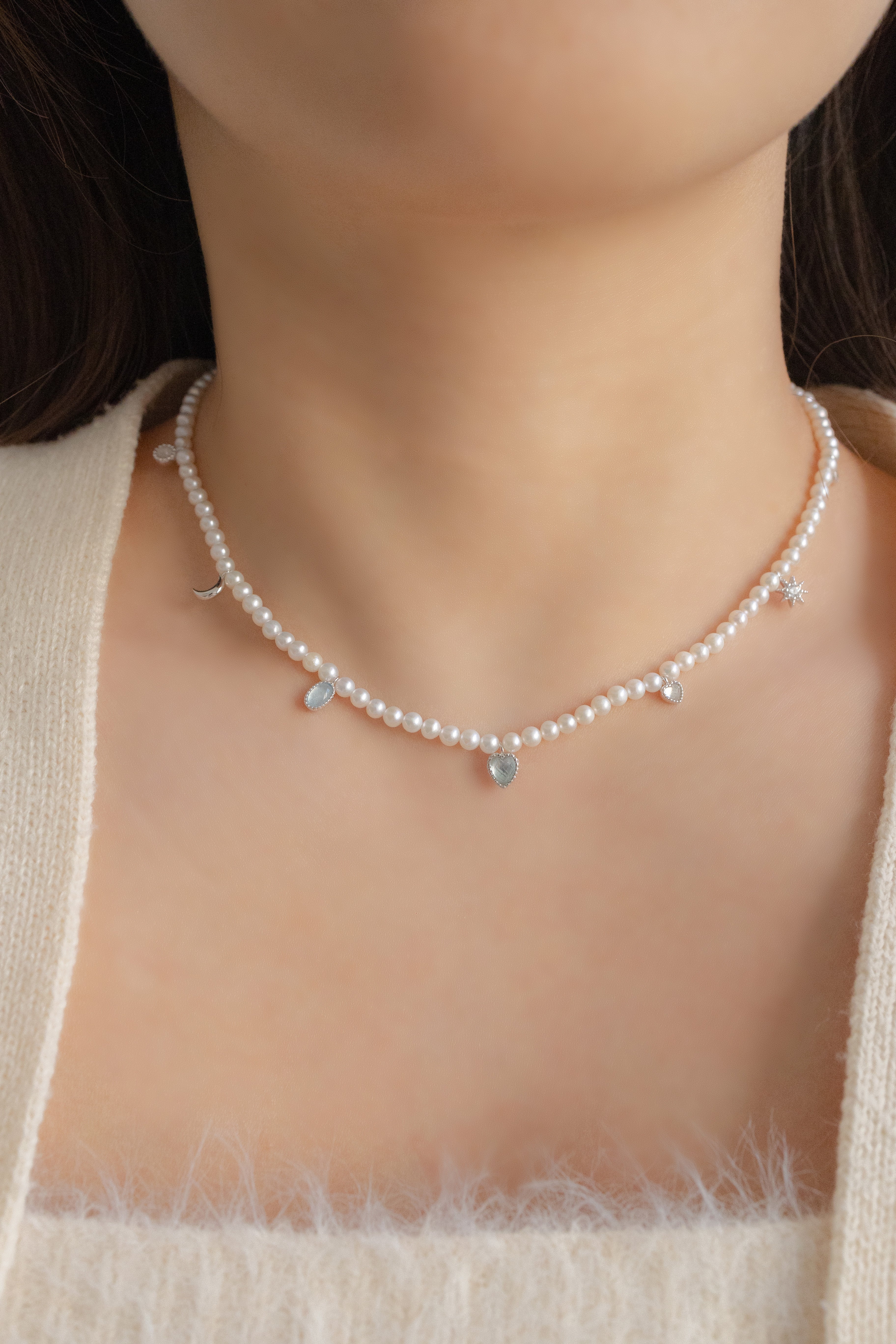 AUDREY PEARL SILVER NECKLACE