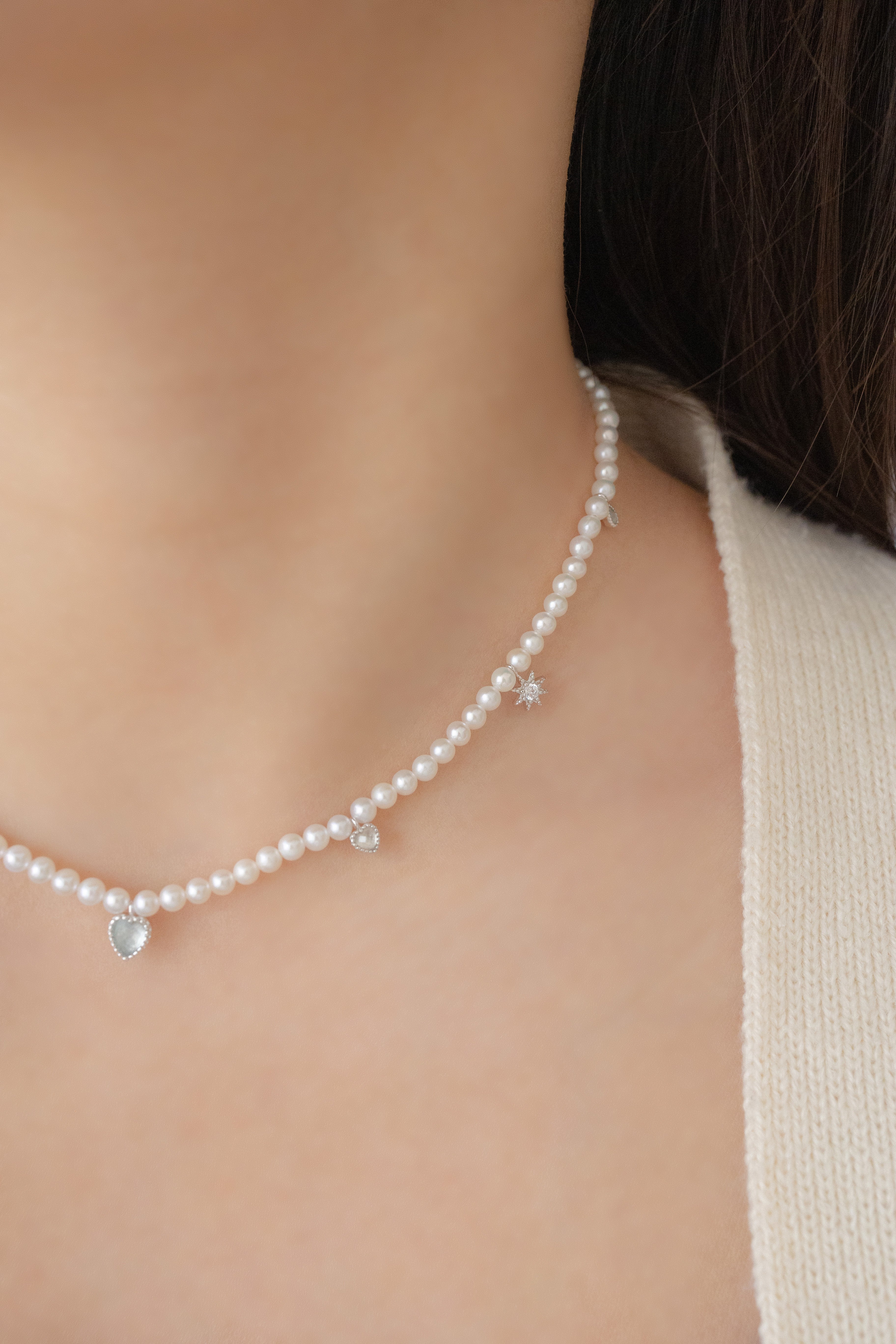 AUDREY PEARL SILVER NECKLACE
