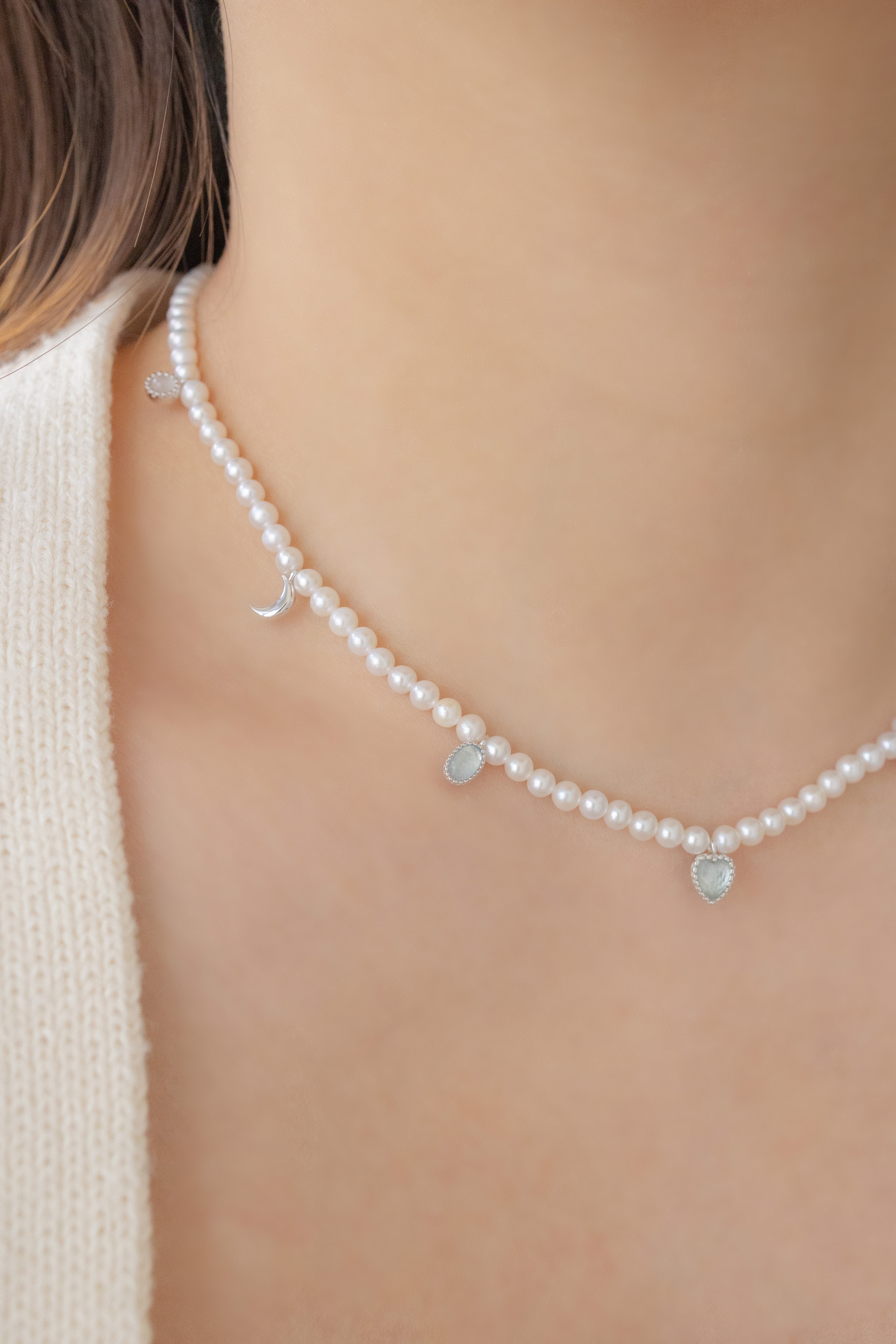AUDREY PEARL SILVER NECKLACE