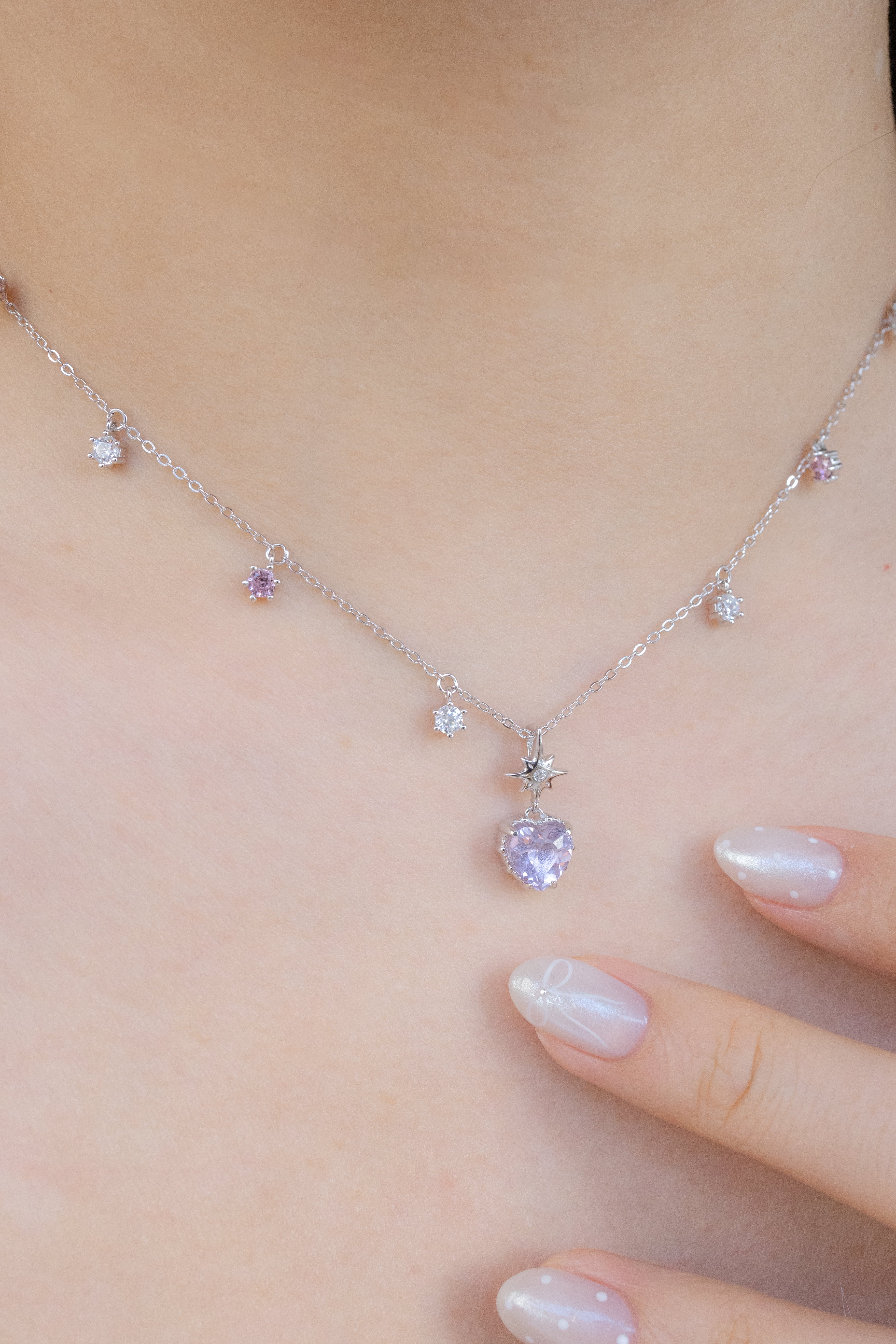 💜LAVENDER TWINKLE SILVER NECKLACE - LAVENDER