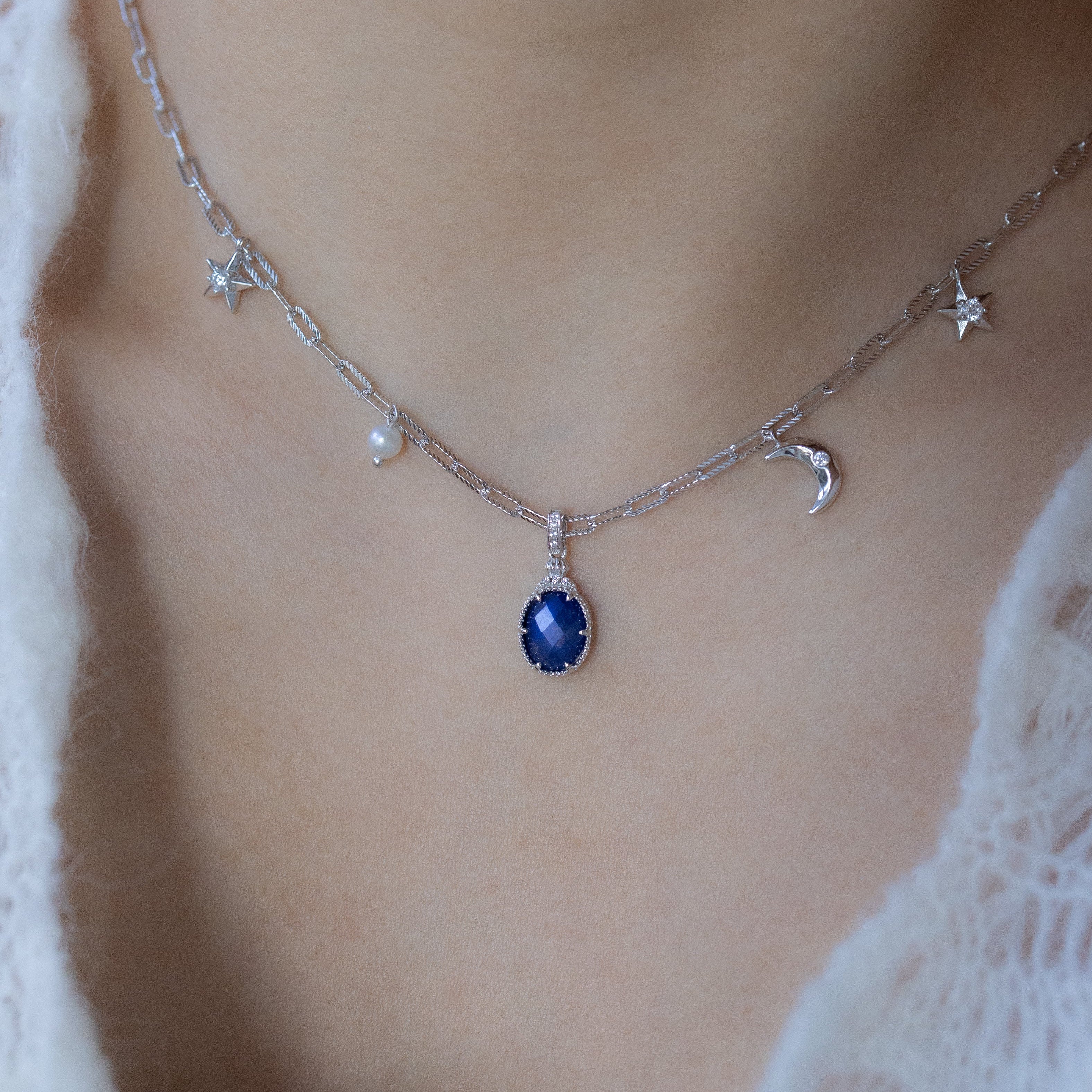 INDIGO NOVA SILVER NECKLACE (TWO WAY WEARING)