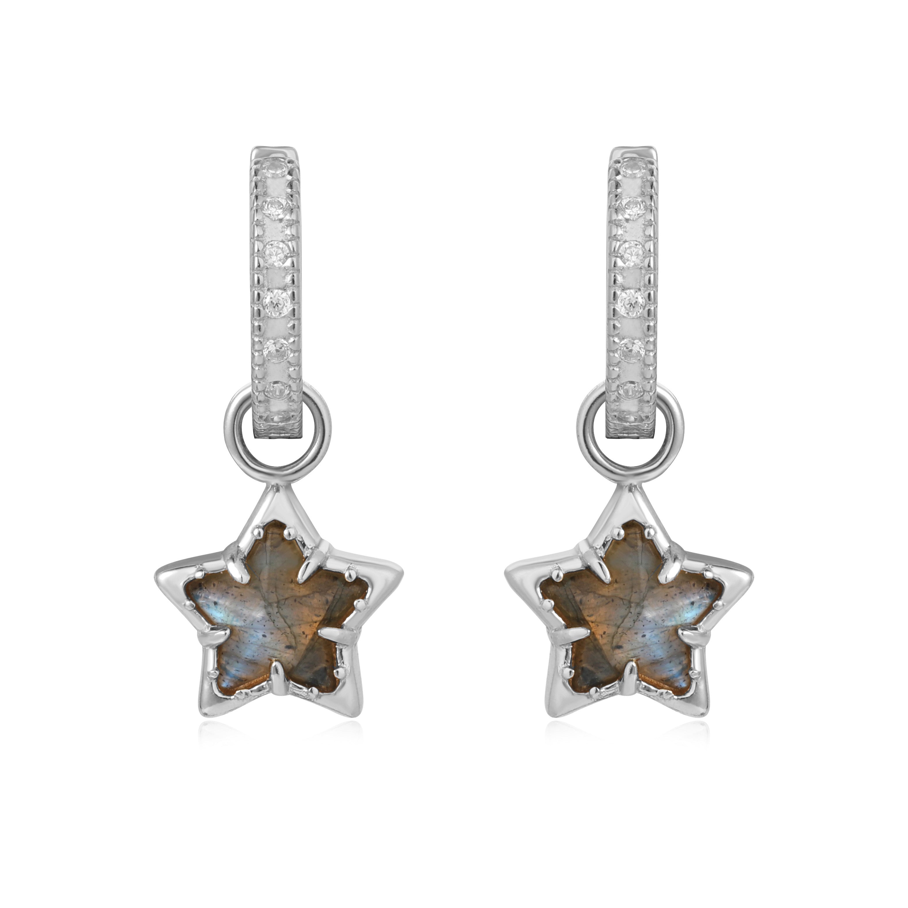 STAR LIGHT SILVER EARRINGS- LABRADORITE