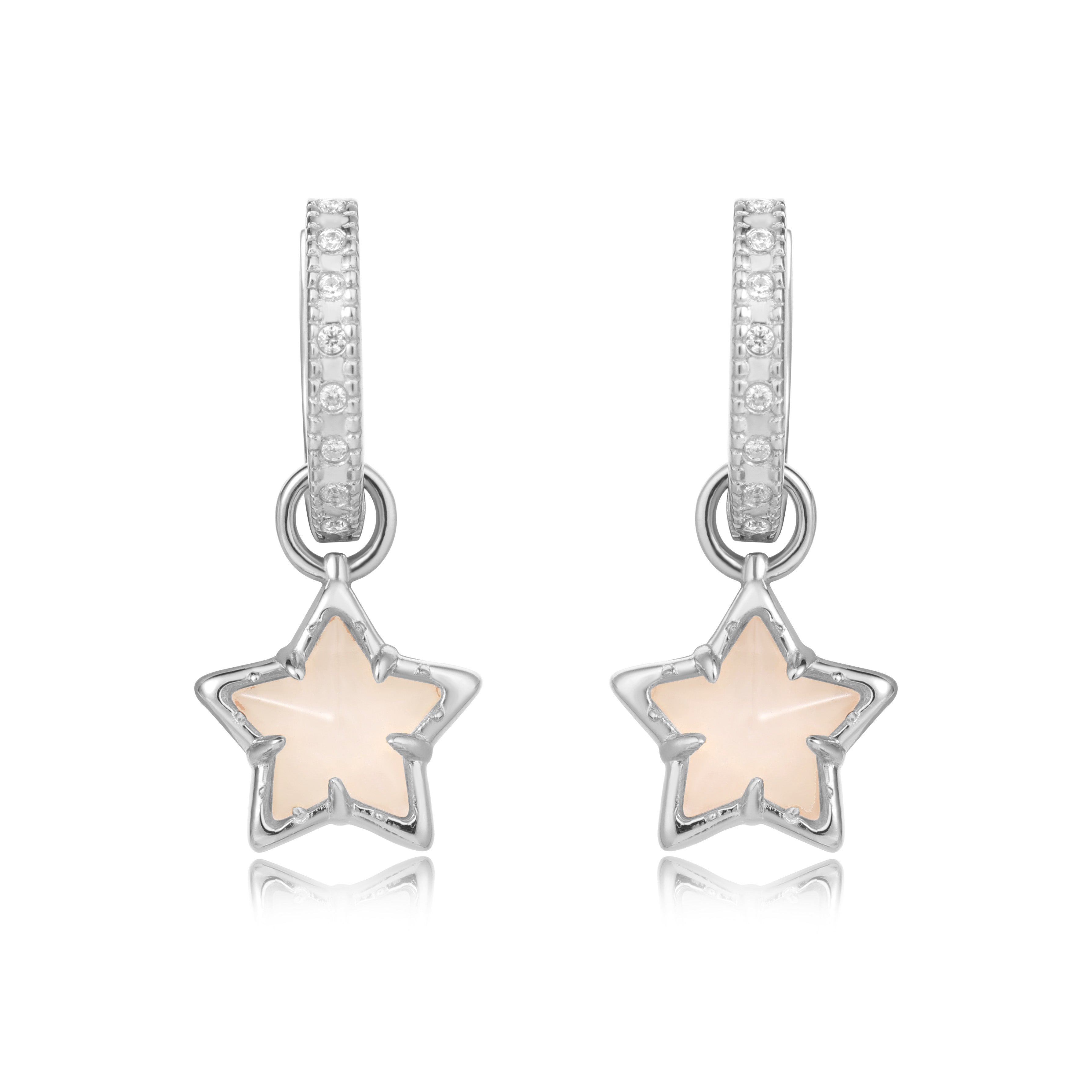 STAR LIGHT SILVER EARRINGS- ROSE QUARTZ