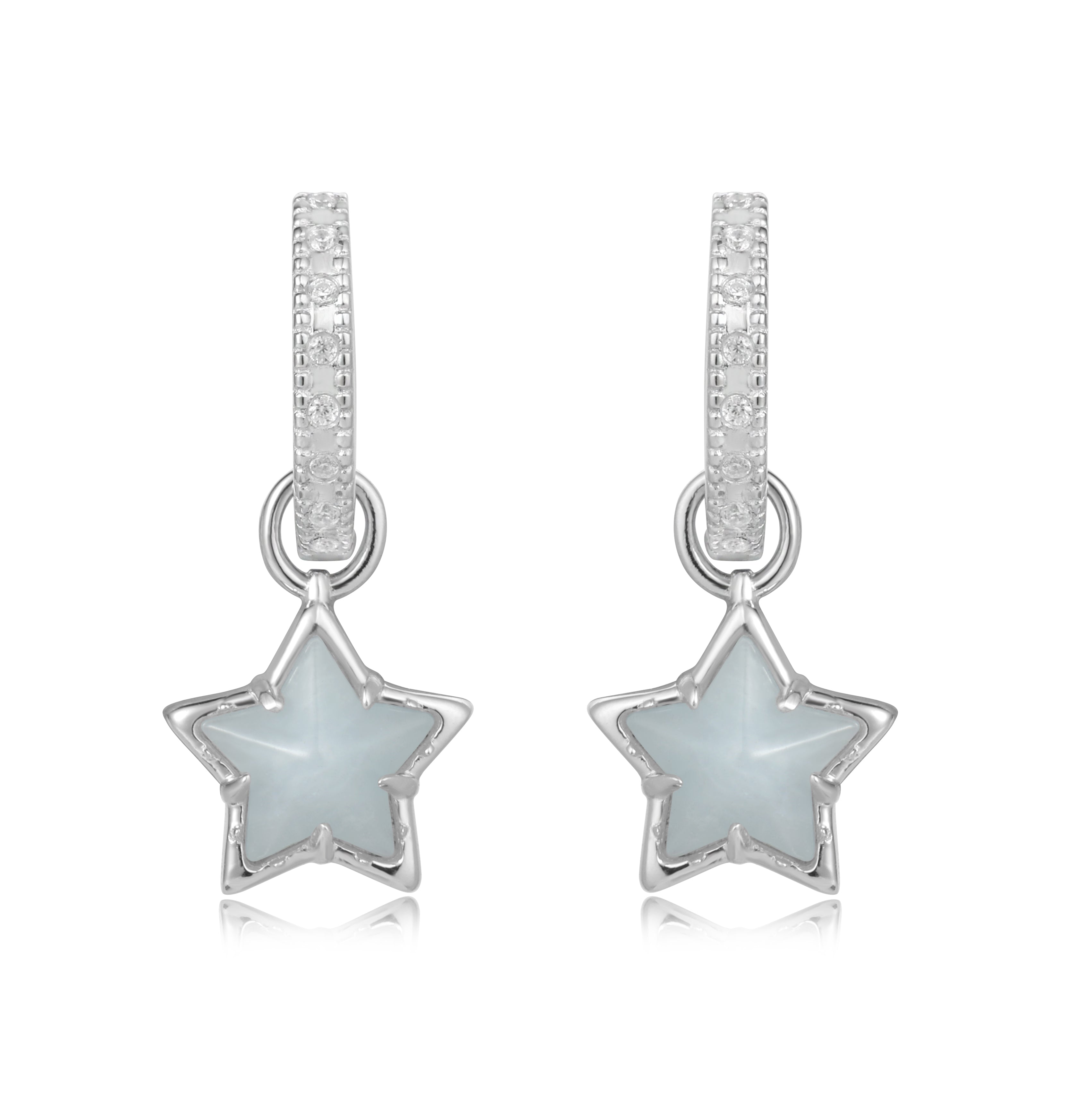 STAR LIGHT SILVER EARRINGS- AQUAMARINE
