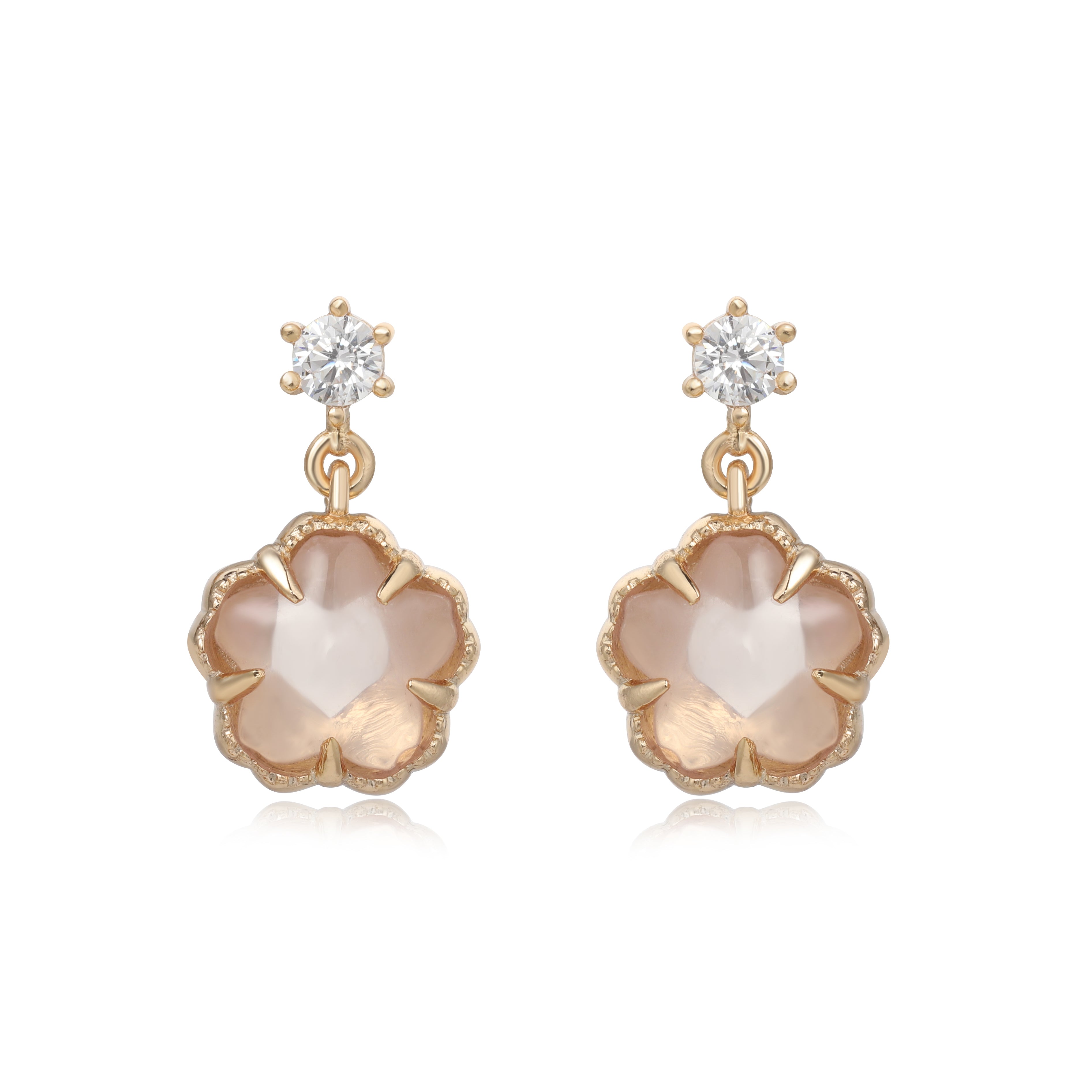 SAKURA BLOSSOM EARRINGS - ROSE QAURTZ
