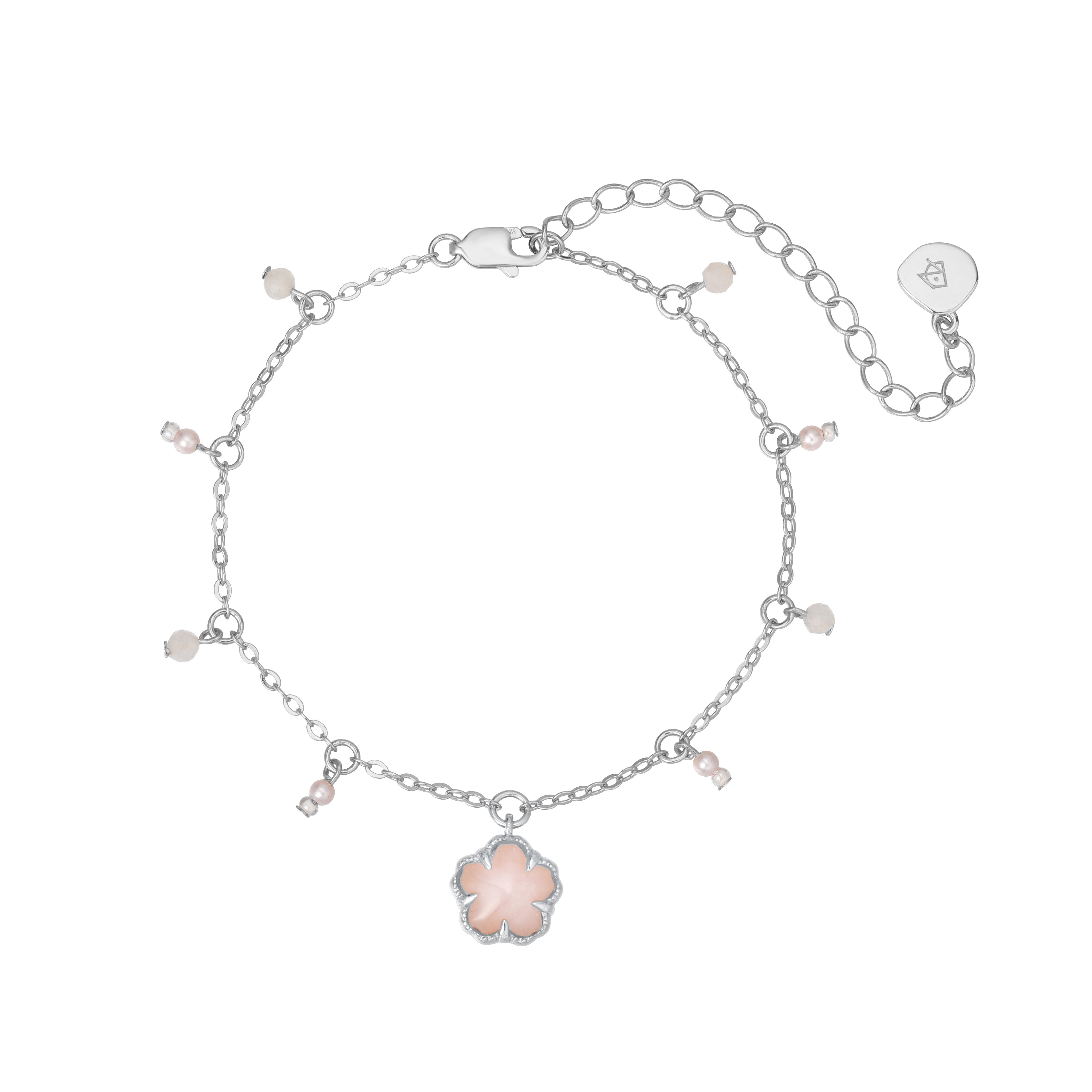 SAKURA BLOSSOM SILVER BRACELET - ROSE QAURTZ
