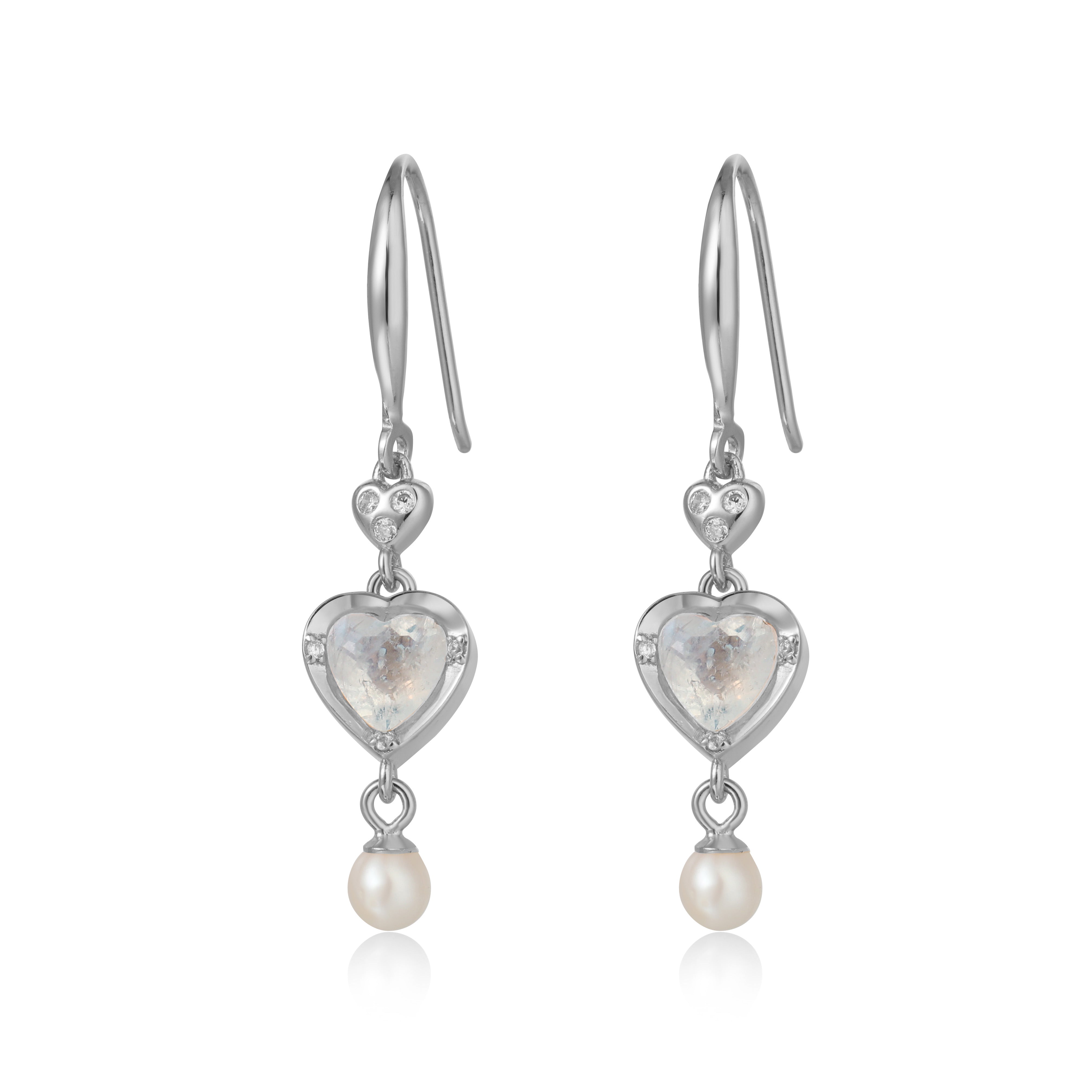 LOVER'S SNOWFALL SILVER EARRINGS - MOONSTONE